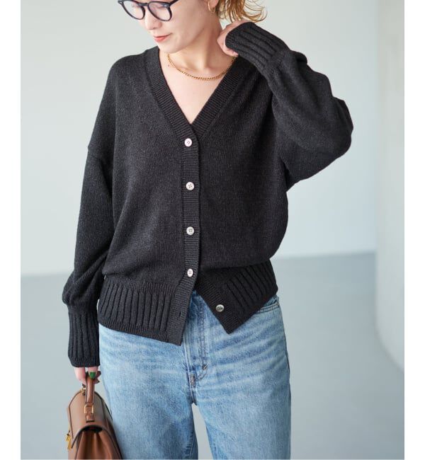 Spick and Span「《追加》レーヨンペーパーヤーンVネックカーディガン」|カーディガン|