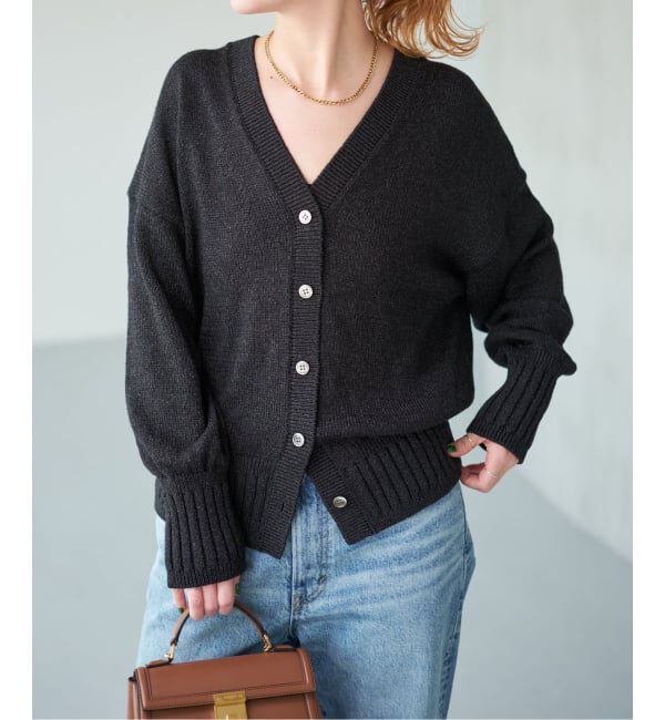 Spick and Span「《追加》レーヨンペーパーヤーンVネックカーディガン」|カーディガン|