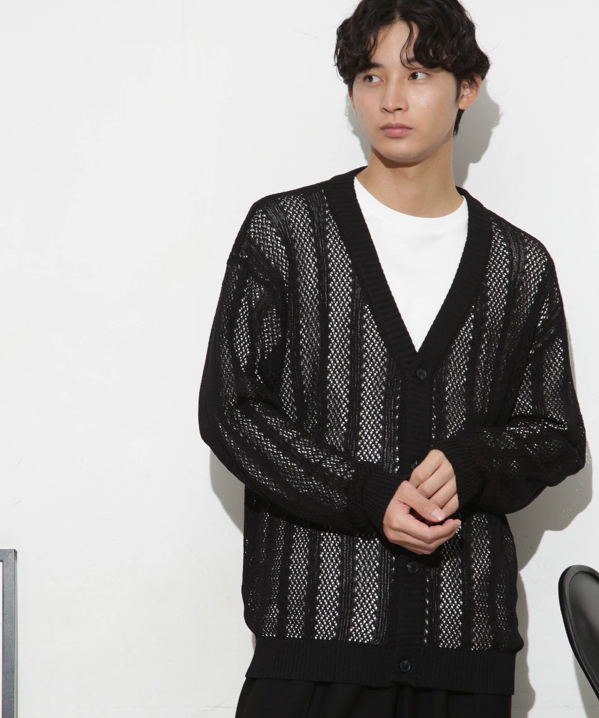 nano･universe「透かし編みワイドカーディガン」|ニット・セーター|