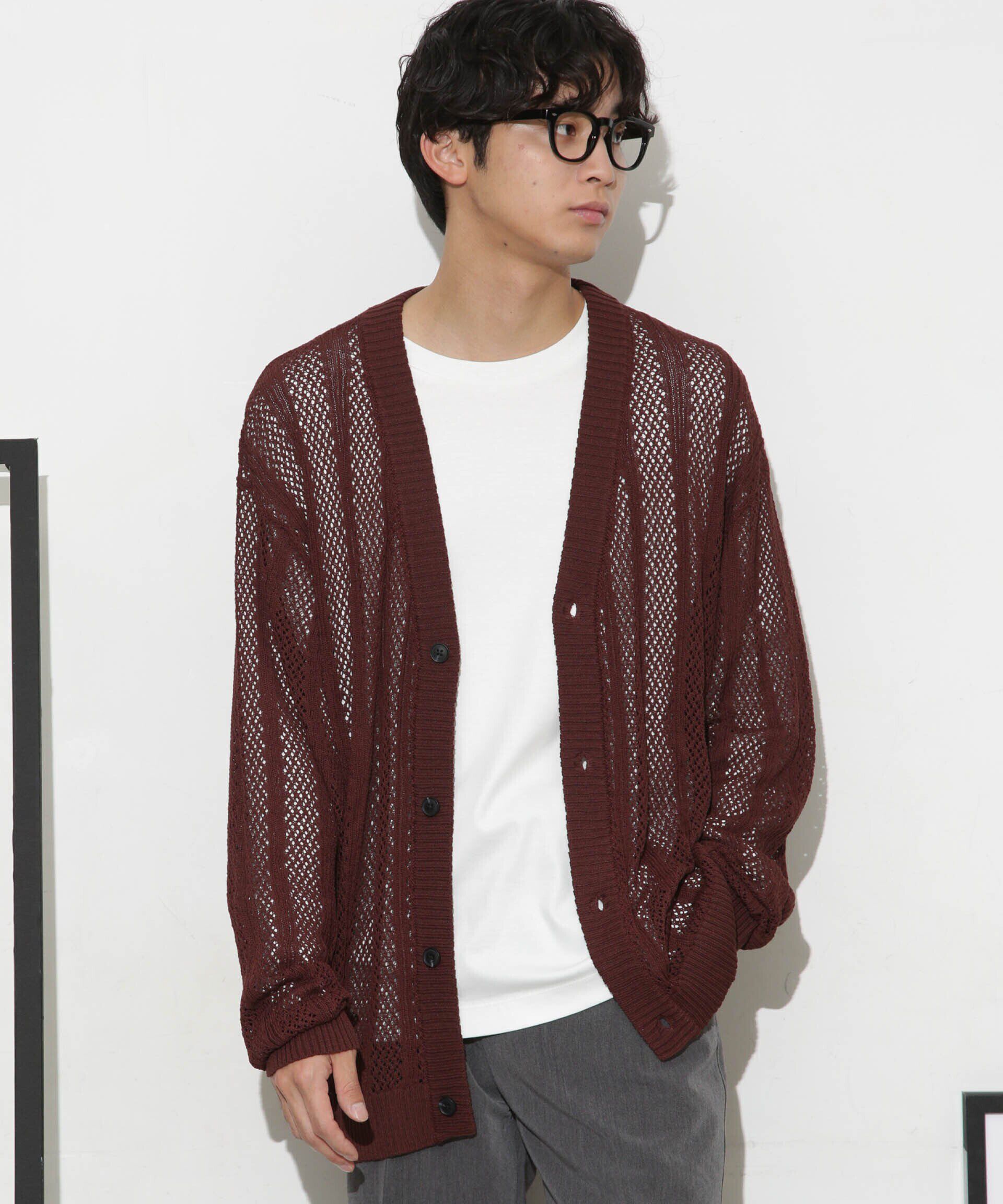 nano･universe「透かし編みワイドカーディガン」|ニット・セーター|