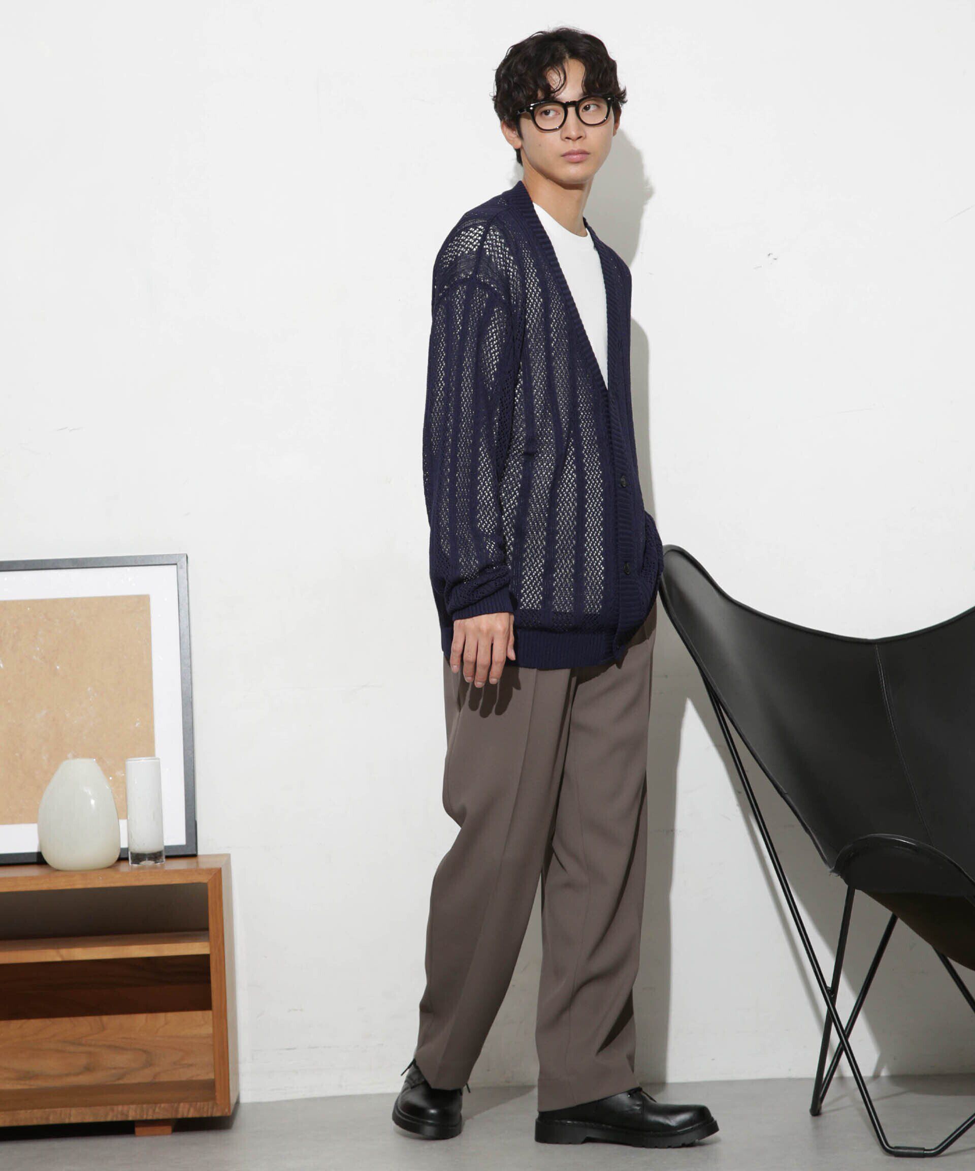 nano･universe「透かし編みワイドカーディガン」|ニット・セーター|