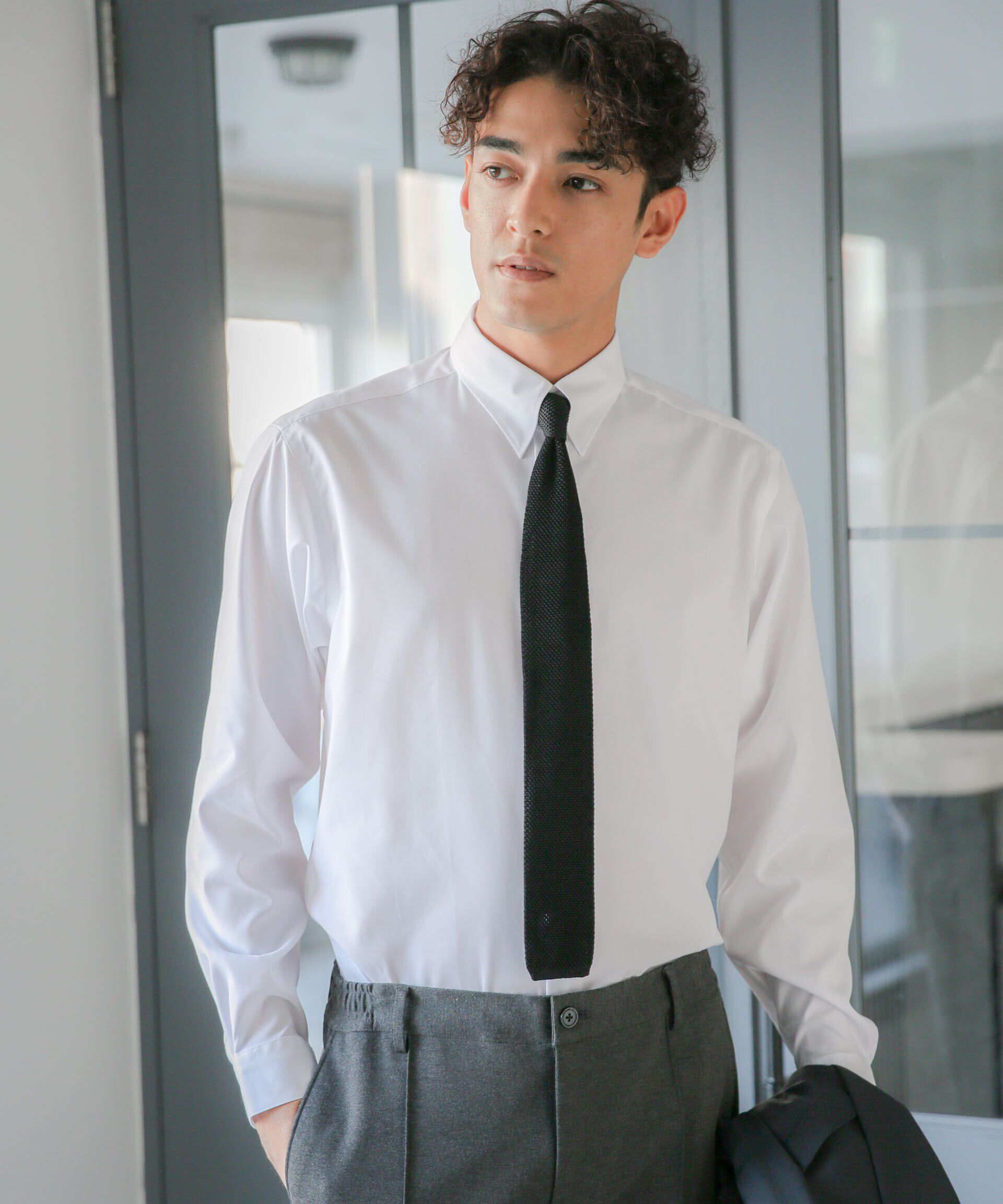 nano･universe「｢ESSENTIAL LINE｣タブカラーシャツ」|シャツ・ブラウス|ホワイト