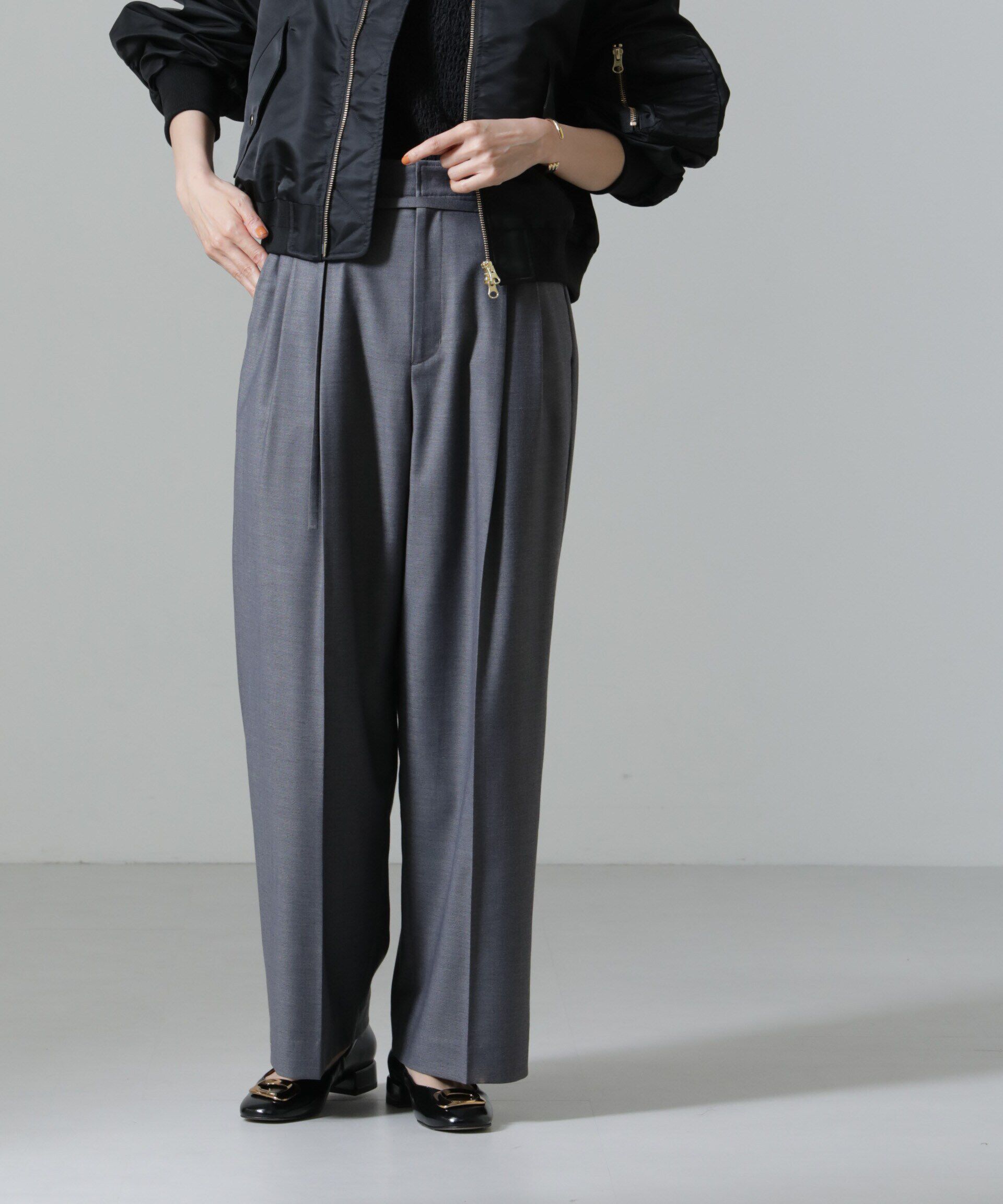 nano･universe「スーチングワイドスラックスパンツ」|チノ|