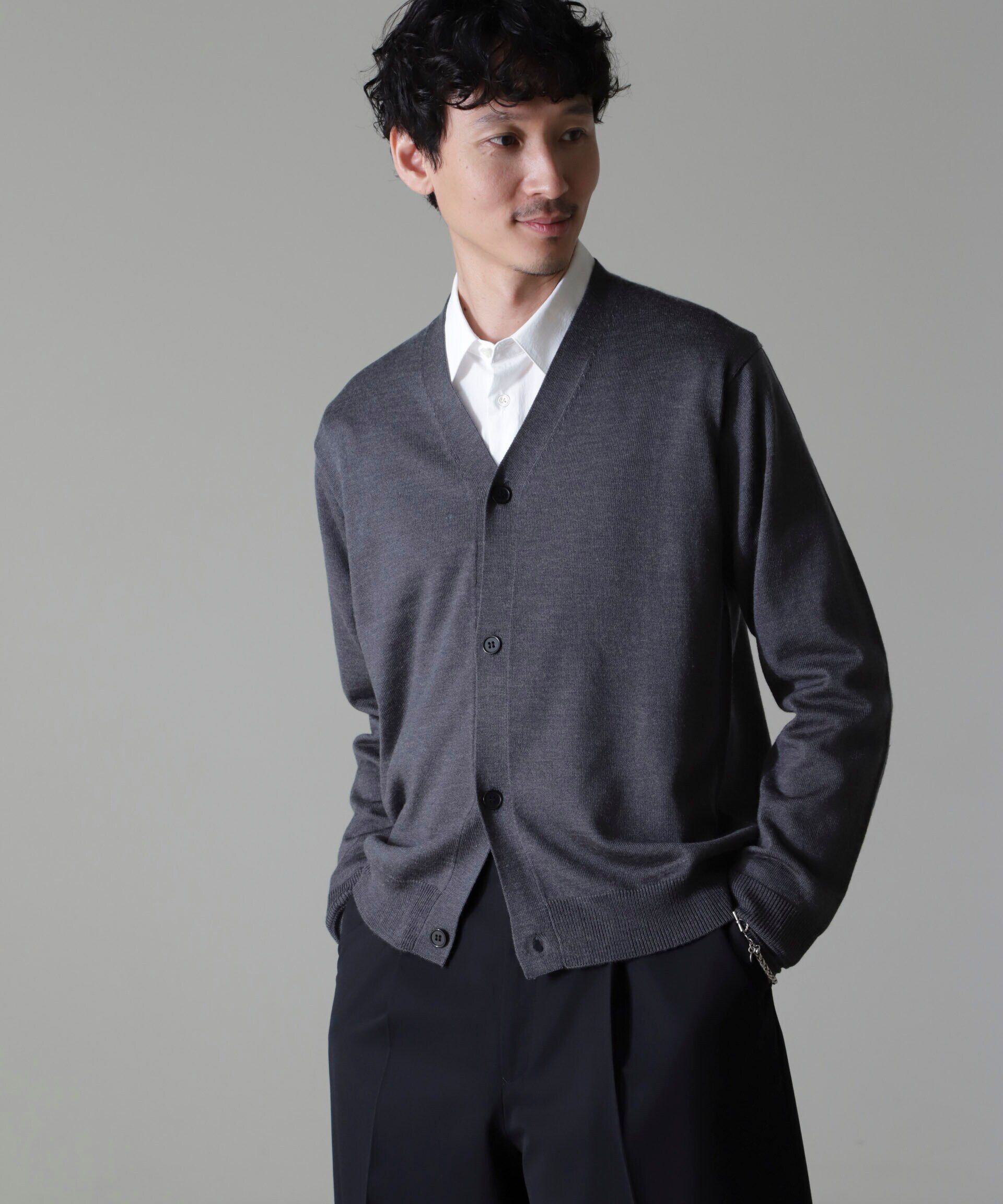 nano･universe「タスマニアミックスベーシックカーディガン」|ニット・セーター|