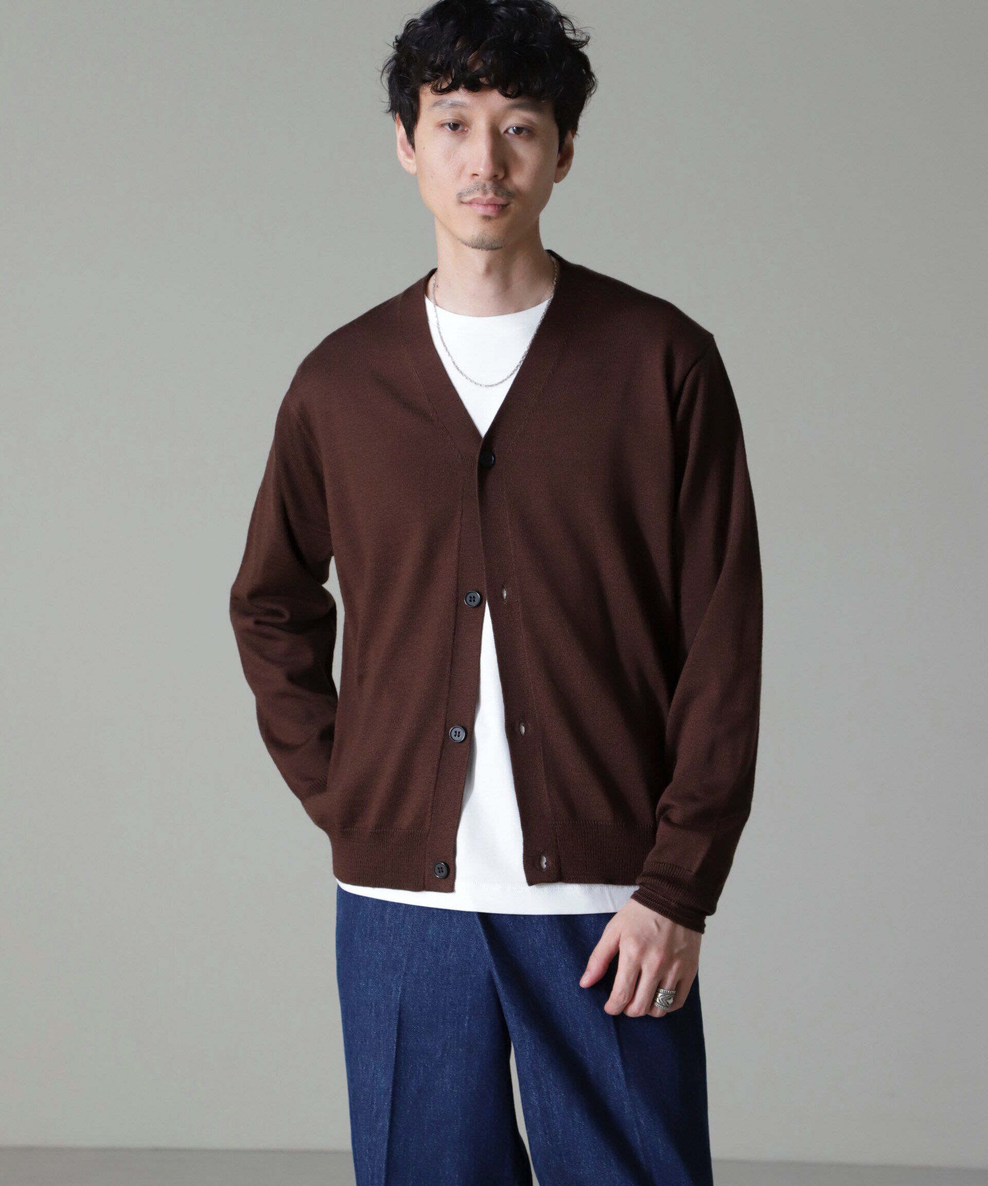 nano･universe「タスマニアミックスベーシックカーディガン」|ニット・セーター|