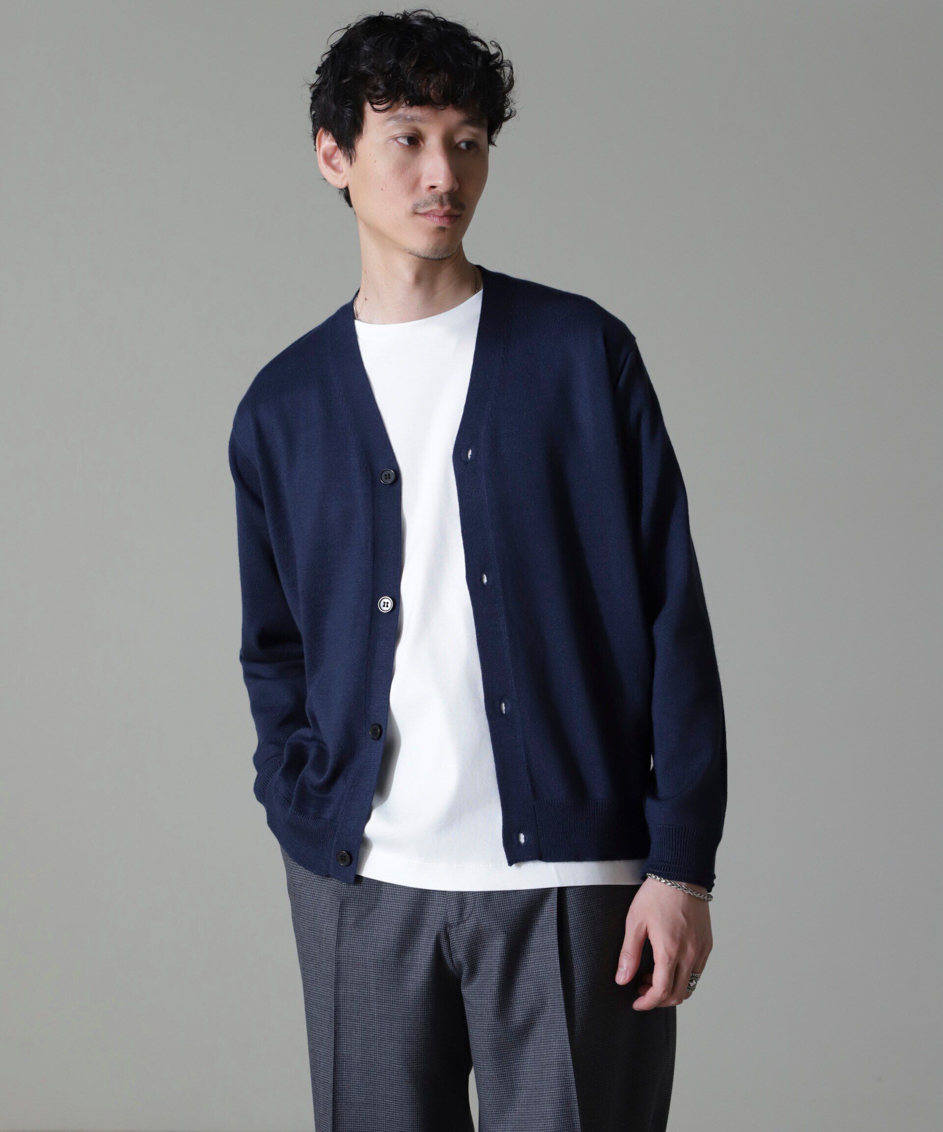 nano･universe「タスマニアミックスベーシックカーディガン」|ニット・セーター|