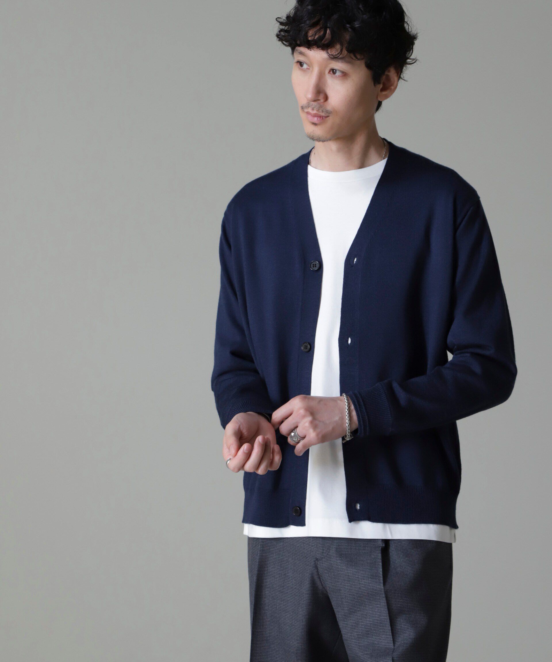 nano･universe「タスマニアミックスベーシックカーディガン」|ニット・セーター|