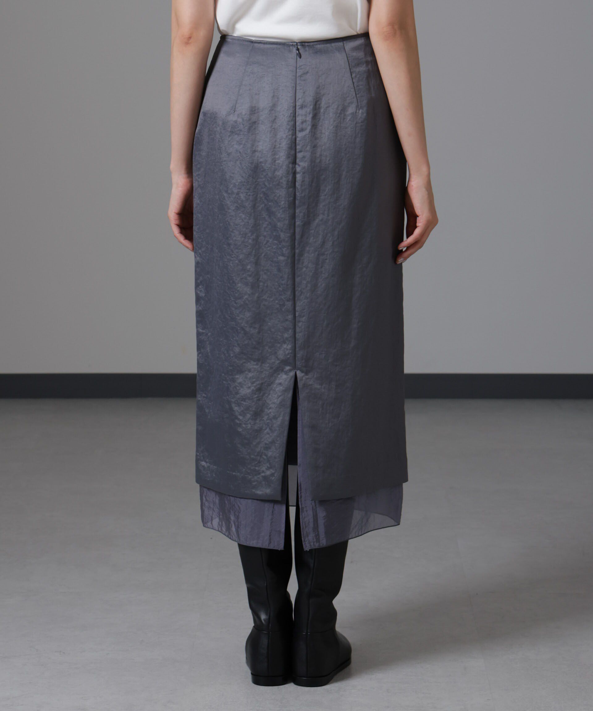 nano･universe「レザーライクサテンスカート」|スカート|