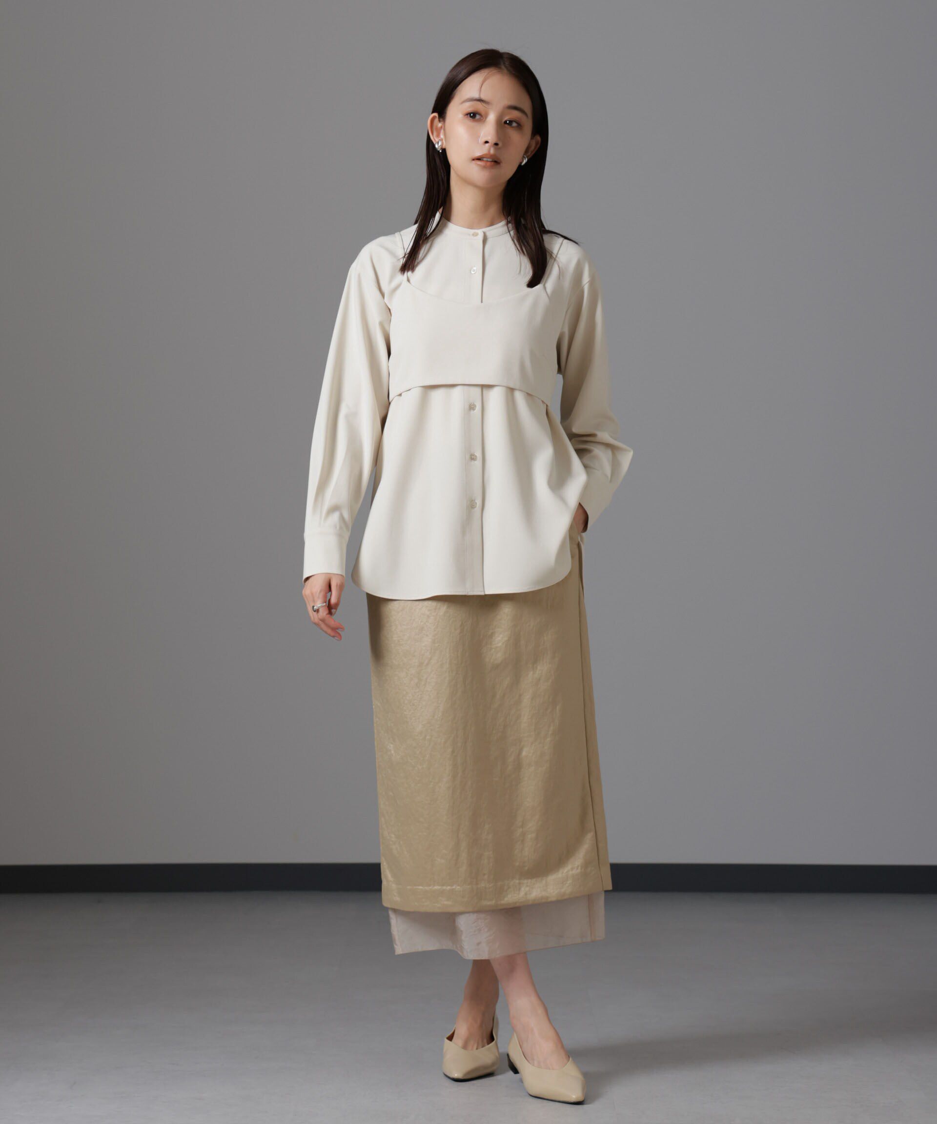 nano･universe「レザーライクサテンスカート」|スカート|