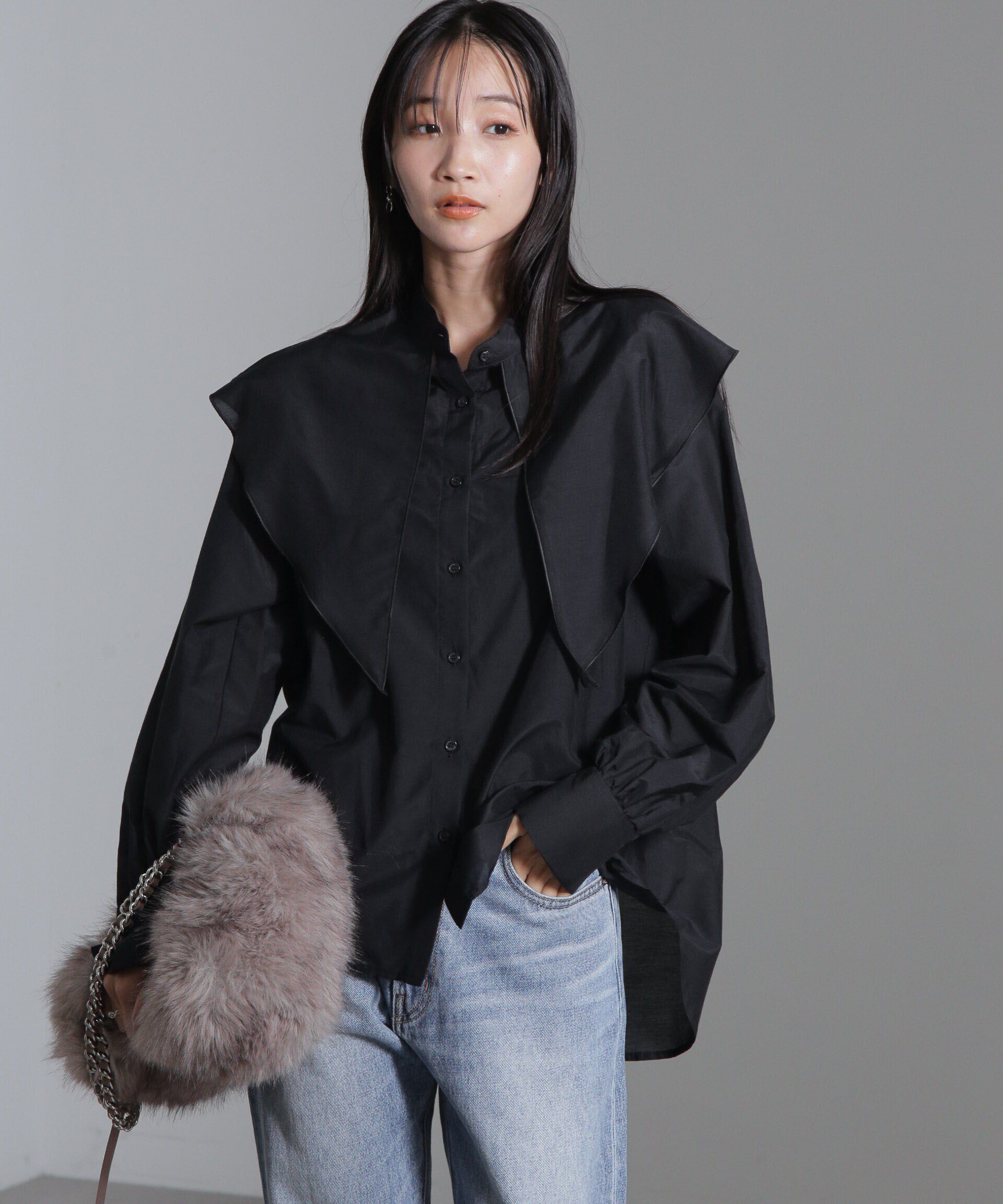 nano･universe「シルク混ビックカラーシャツ」|シャツ・ブラウス|