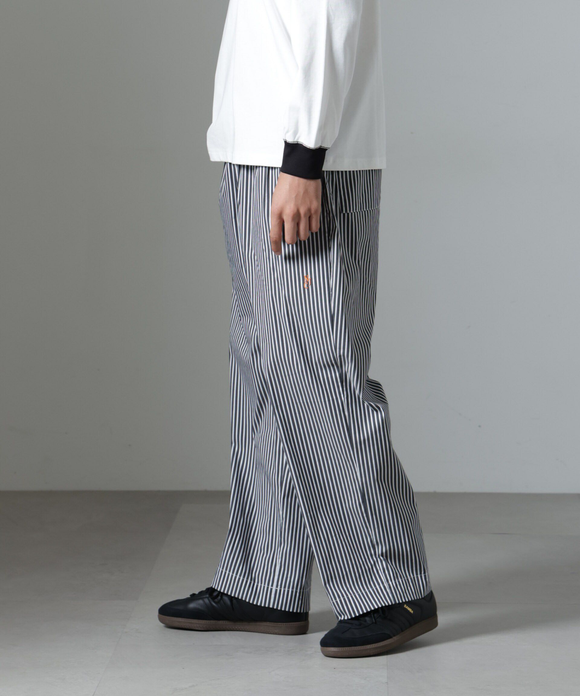 nano･universe「｢NJ/CLUB｣HOMESTOCK ストライプパンツ」|チノ|ブラック