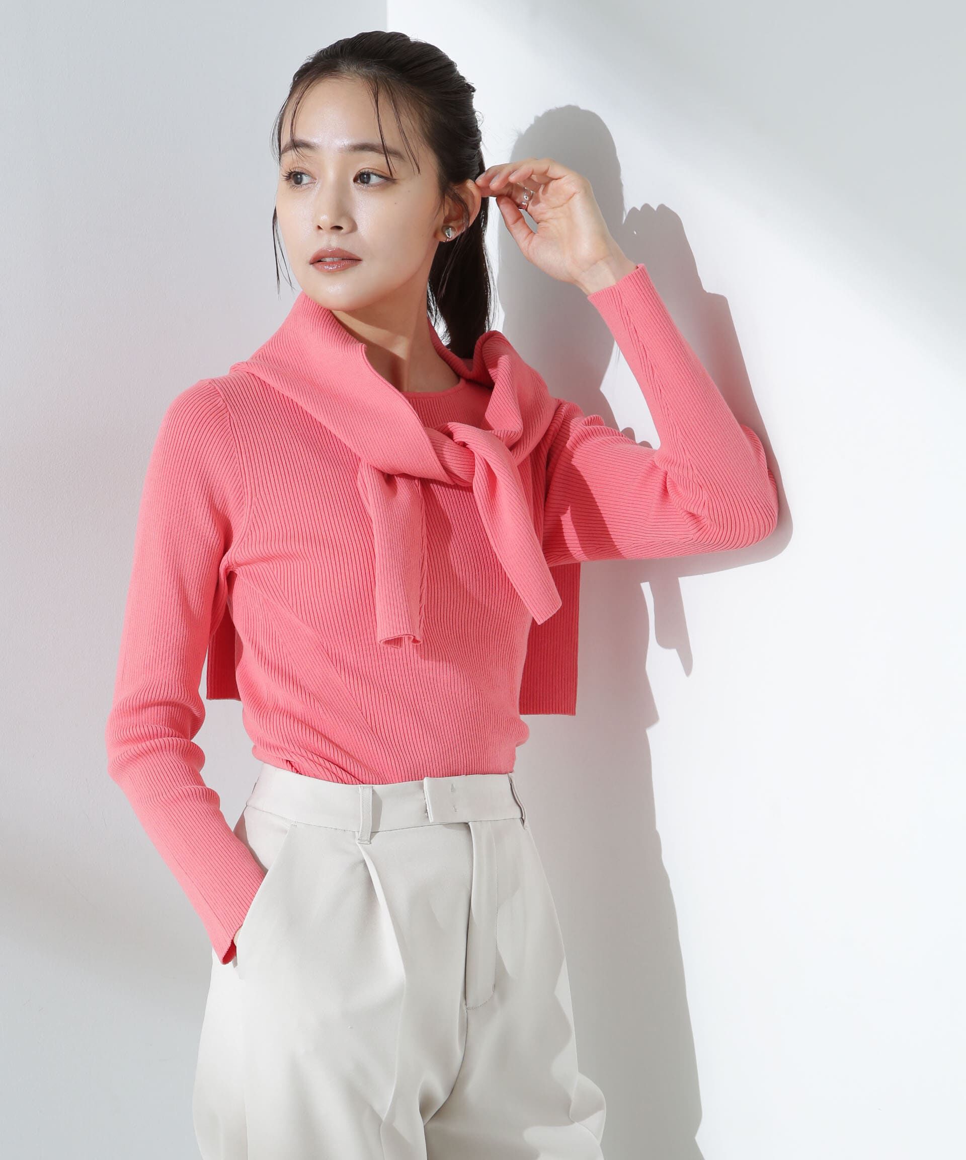 nano･universe「ウォッシャブルハイツイストボートネックリブニット」|ニット・セーター|