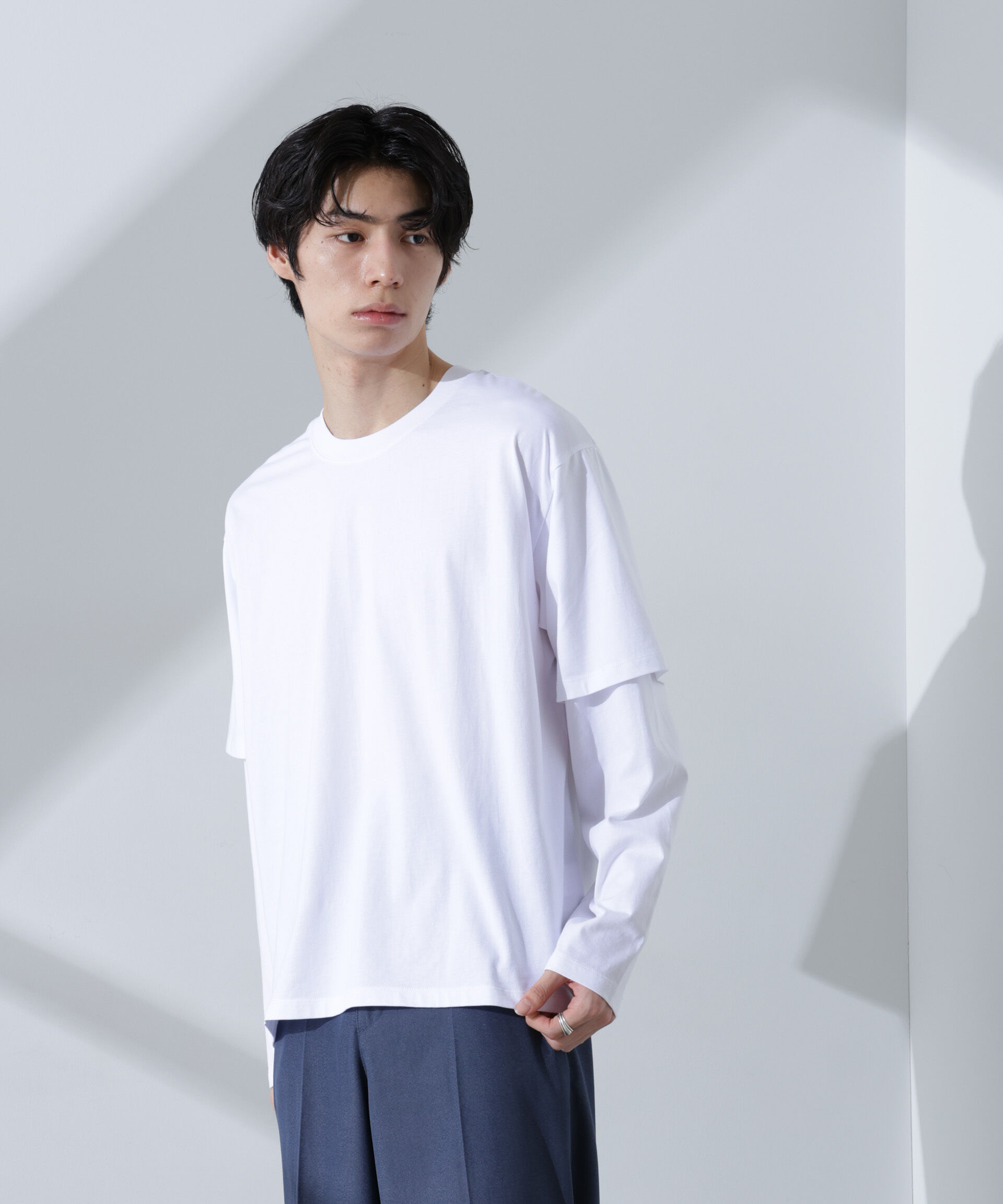 nano･universe「フェイクレイヤードTシャツ 長袖」|Tシャツ・カットソー|