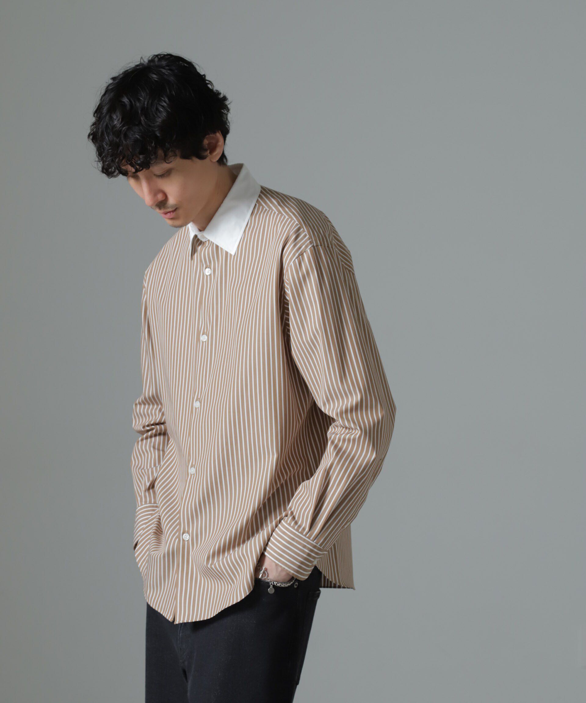 nano･universe「セミワイドストライプクレリックシャツ」|シャツ・ブラウス|