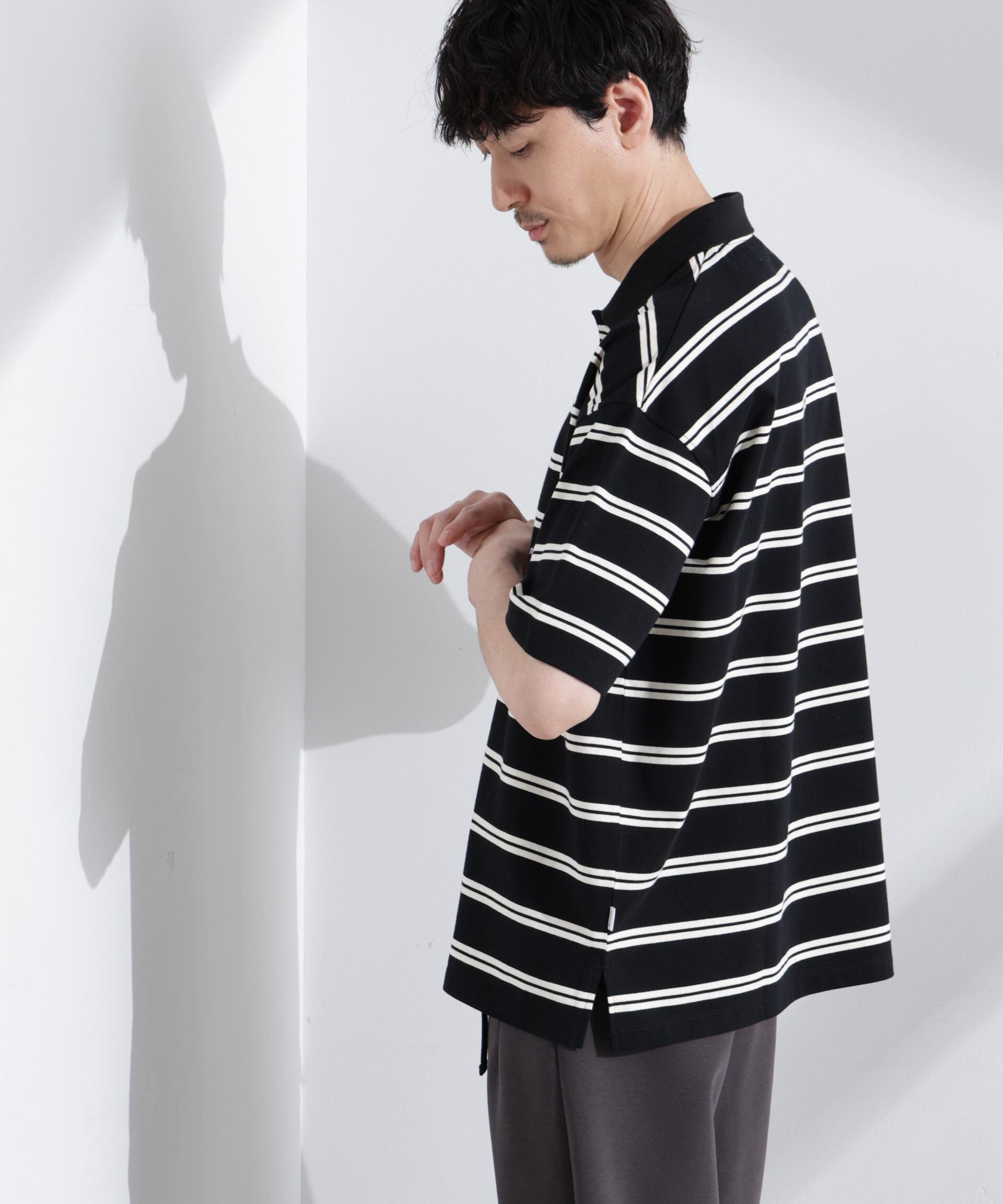 nano･universe「「NJ/CLUB」 オーバーサイズボーダーポロシャツ」|Tシャツ・カットソー|