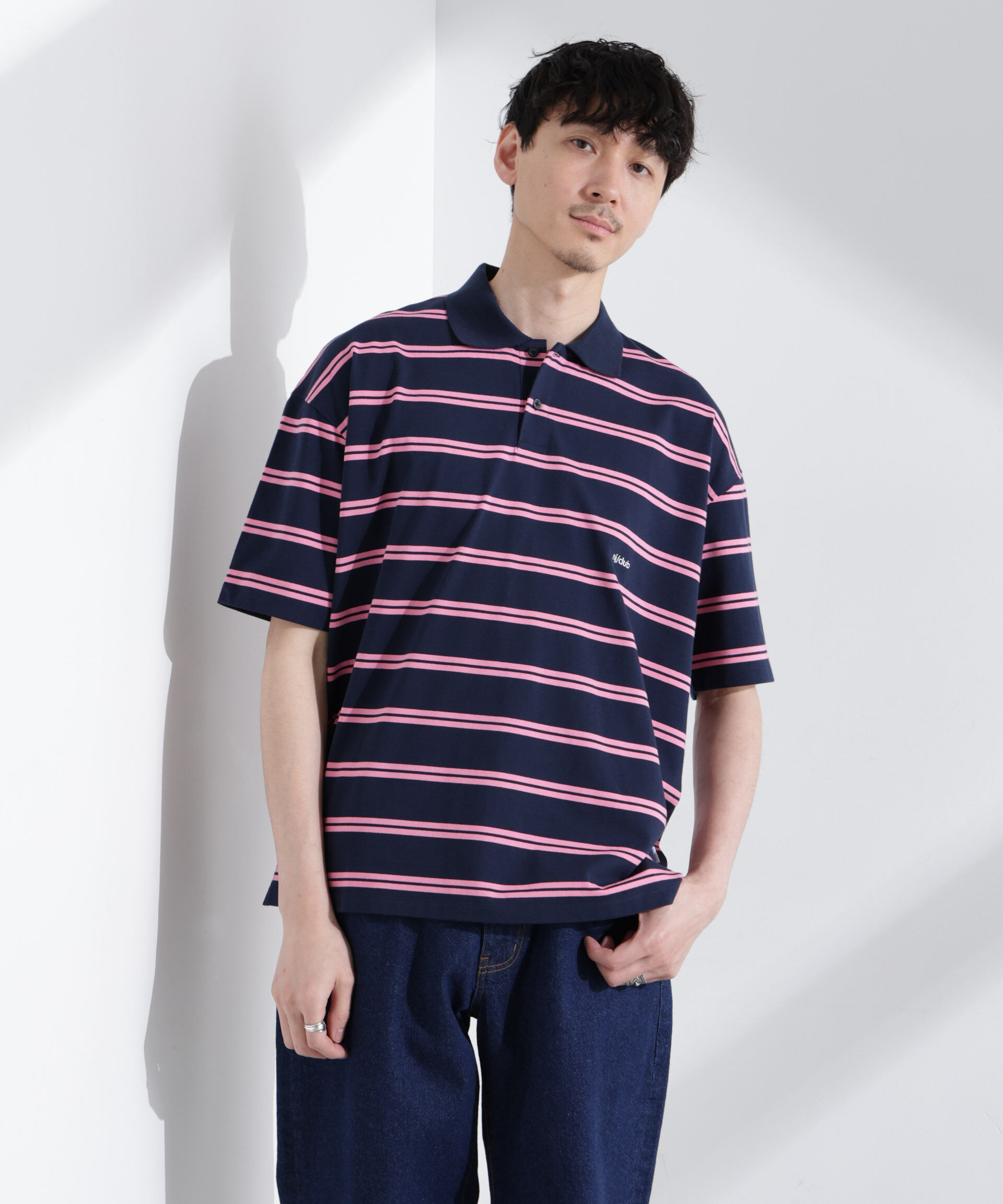 nano･universe「「NJ/CLUB」 オーバーサイズボーダーポロシャツ」|Tシャツ・カットソー|