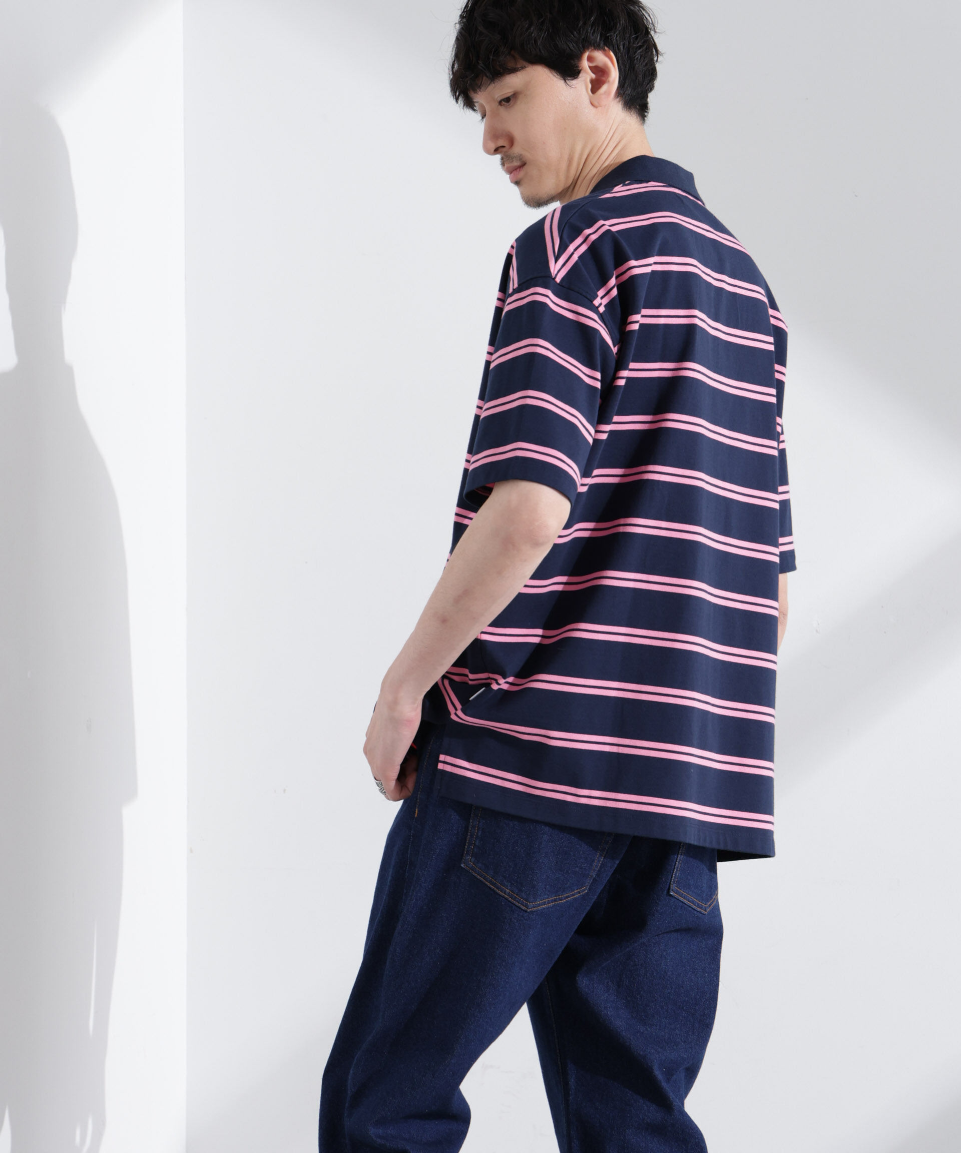 nano･universe「「NJ/CLUB」 オーバーサイズボーダーポロシャツ」|Tシャツ・カットソー|