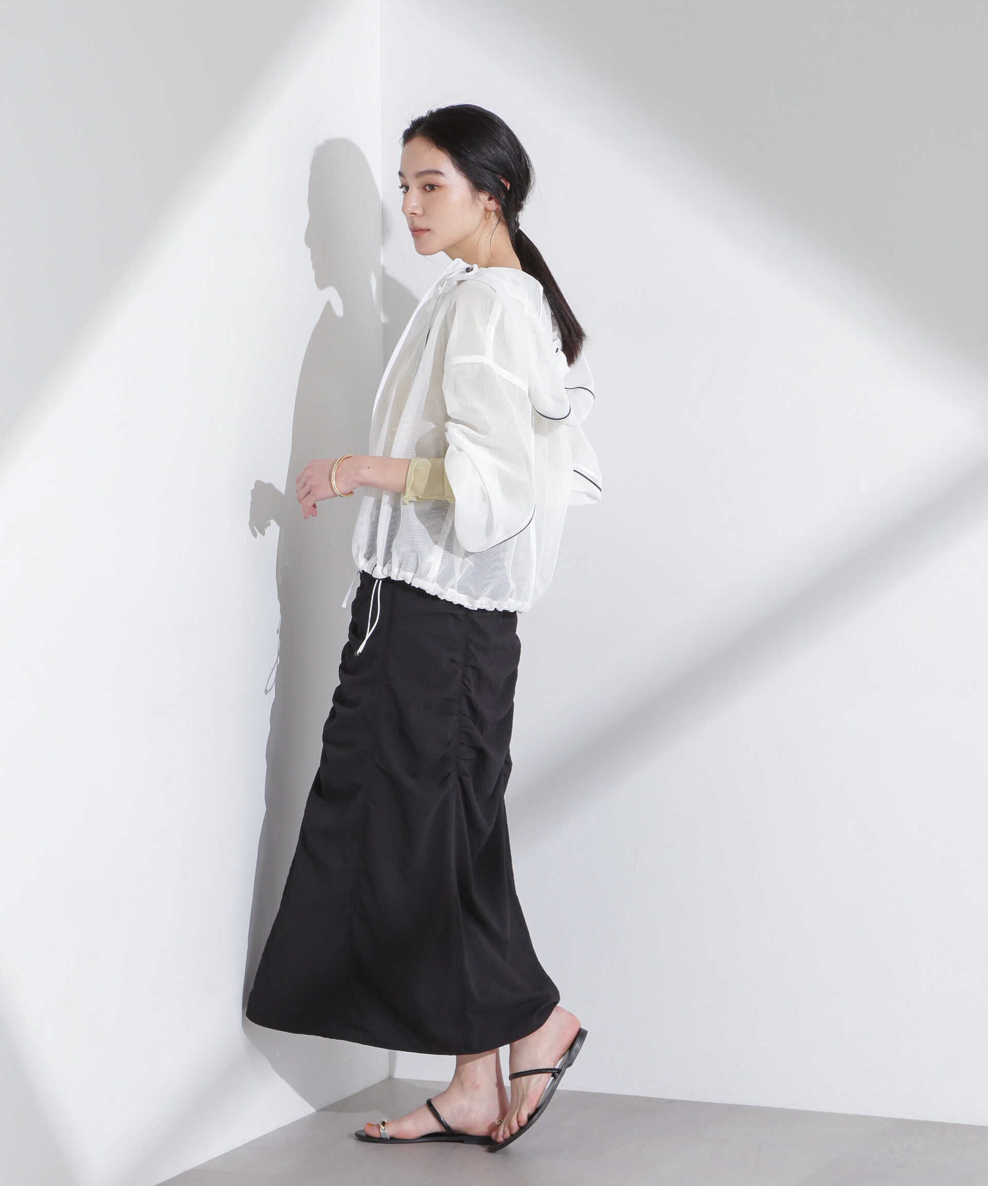 nano･universe「配色パイピングメッシュブルゾン」|ブルゾン・スタジャン|