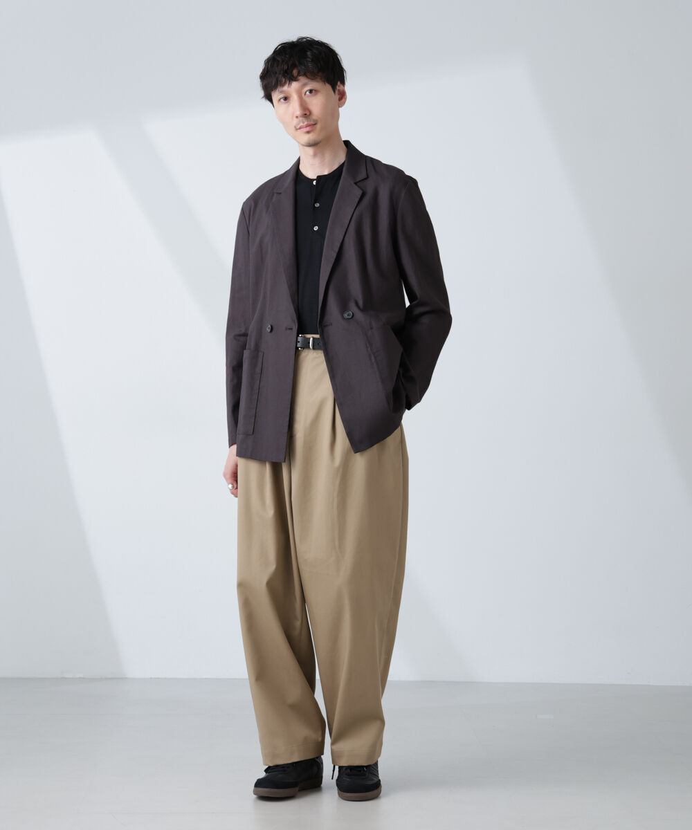 nano･universe「「BELGIUM LINEN FABRICS」リネンコットンダブルジャケット(セットアップ可)」|テーラードジャケット|