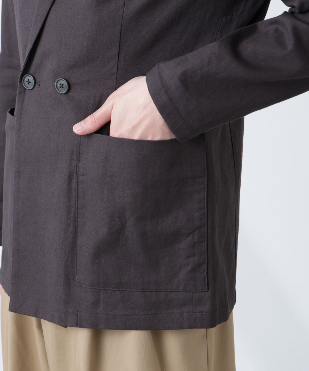 nano･universe「「BELGIUM LINEN FABRICS」リネンコットンダブルジャケット(セットアップ可)」|テーラードジャケット|