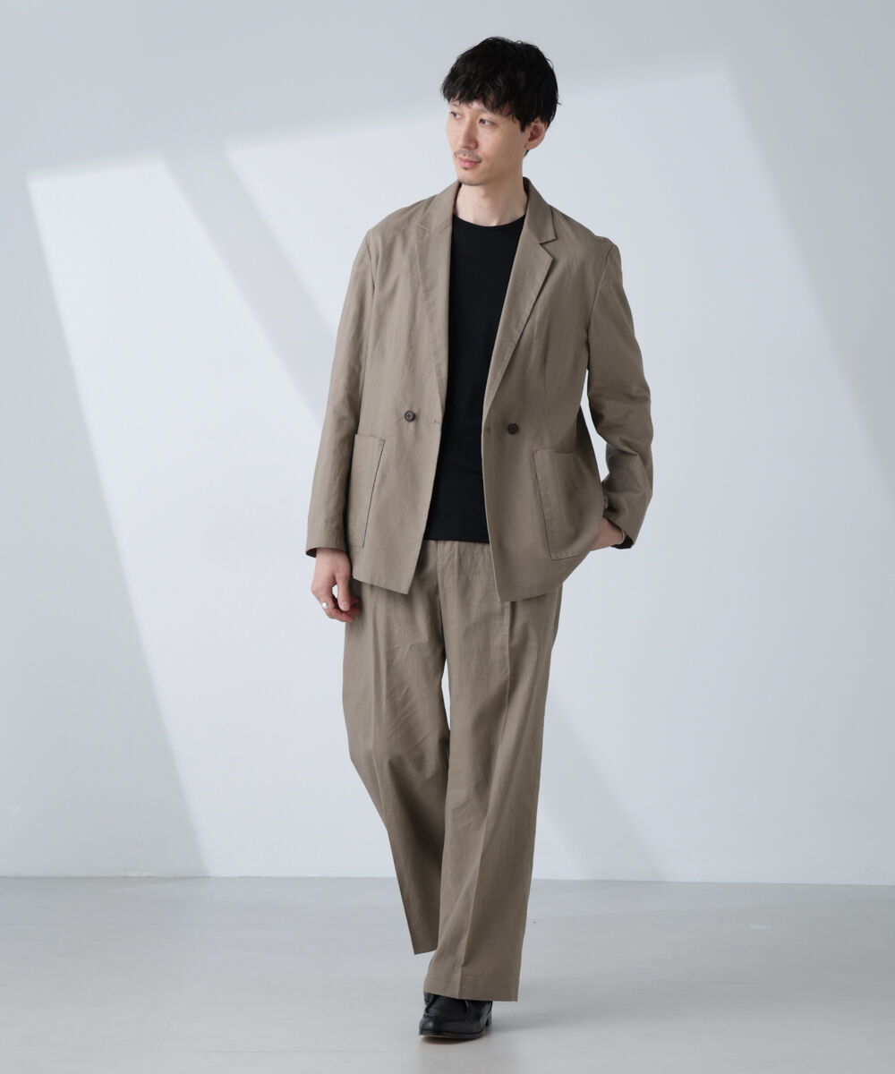 nano･universe「「BELGIUM LINEN FABRICS」リネンコットンダブルジャケット(セットアップ可)」|テーラードジャケット|