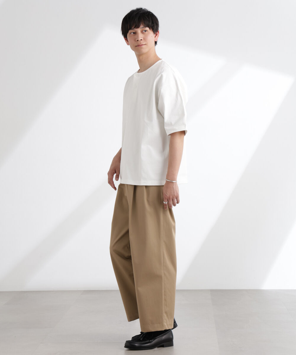 nano･universe「ヘビーオンスワイドヘンリーネックTシャツ 半袖」|Tシャツ・カットソー|