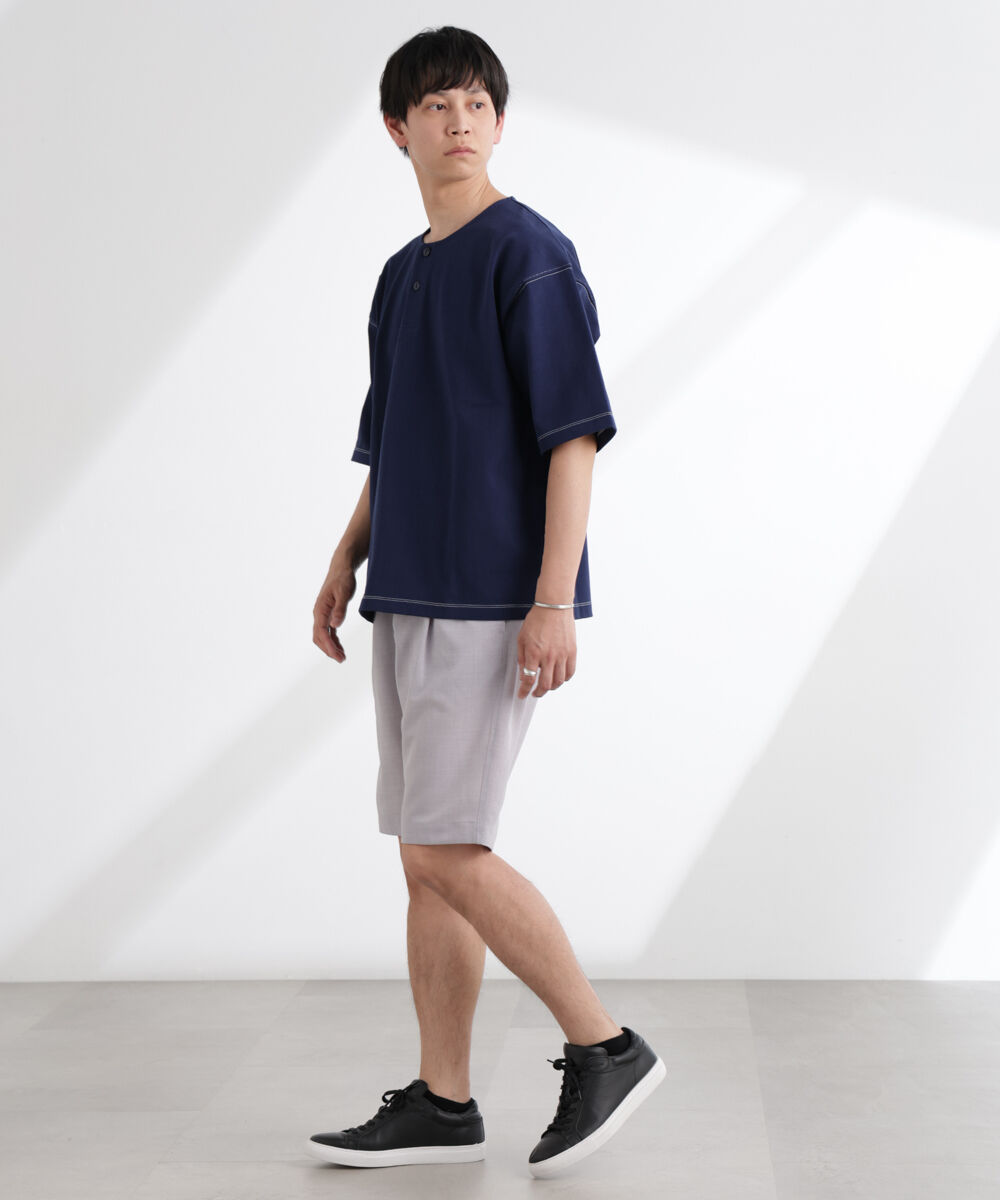 nano･universe「ヘビーオンスワイドヘンリーネックTシャツ 半袖」|Tシャツ・カットソー|