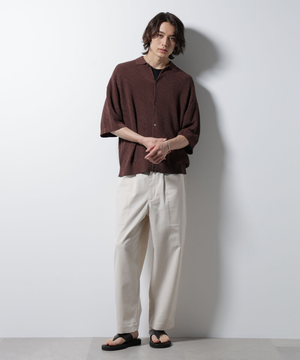 nano･universe「ハイゲージ ヘリンボーンニットシャツ」|ニット・セーター|