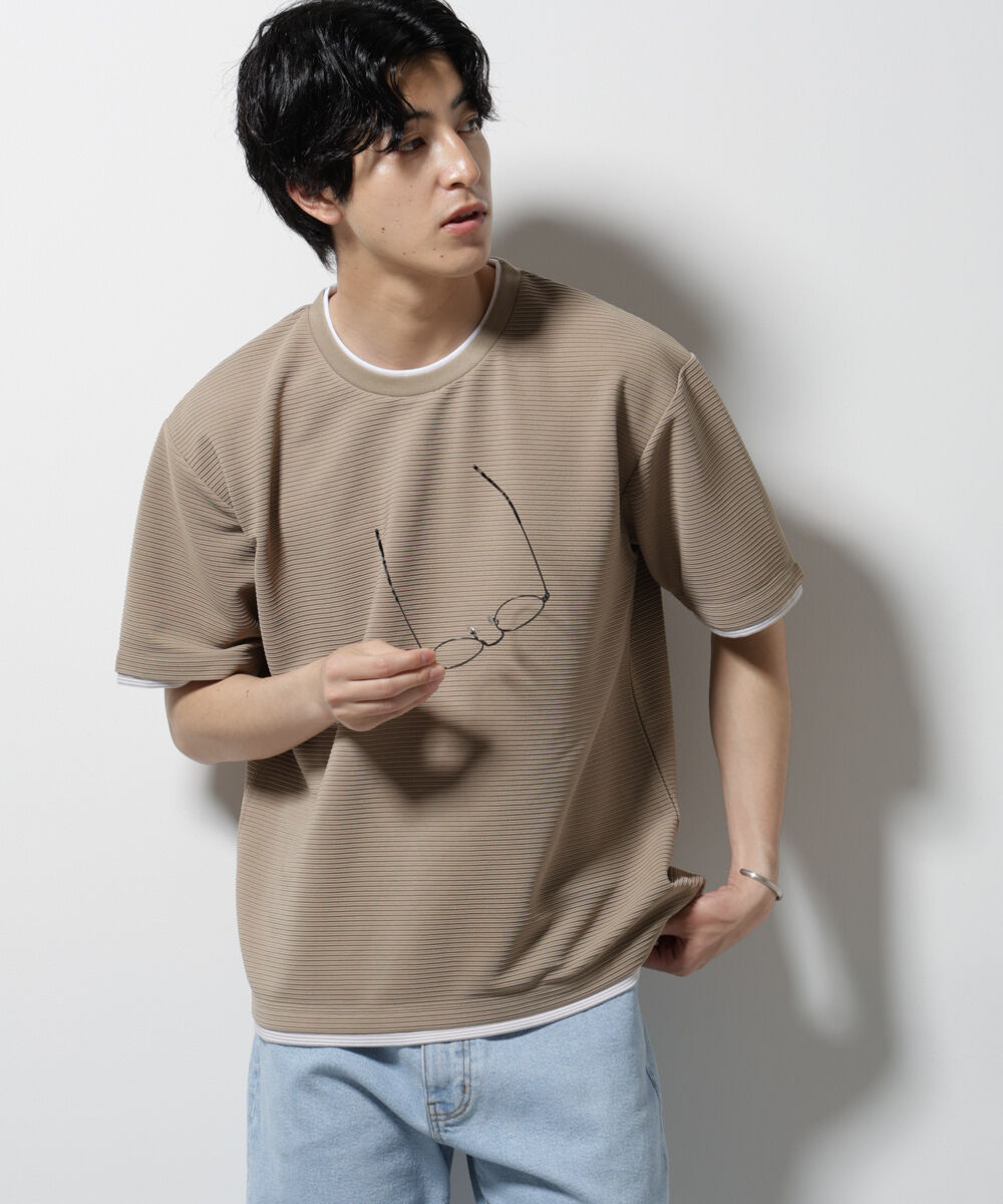 nano･universe「ガーターフェイクレイヤードTシャツ 半袖」|Tシャツ・カットソー|グレージュ3