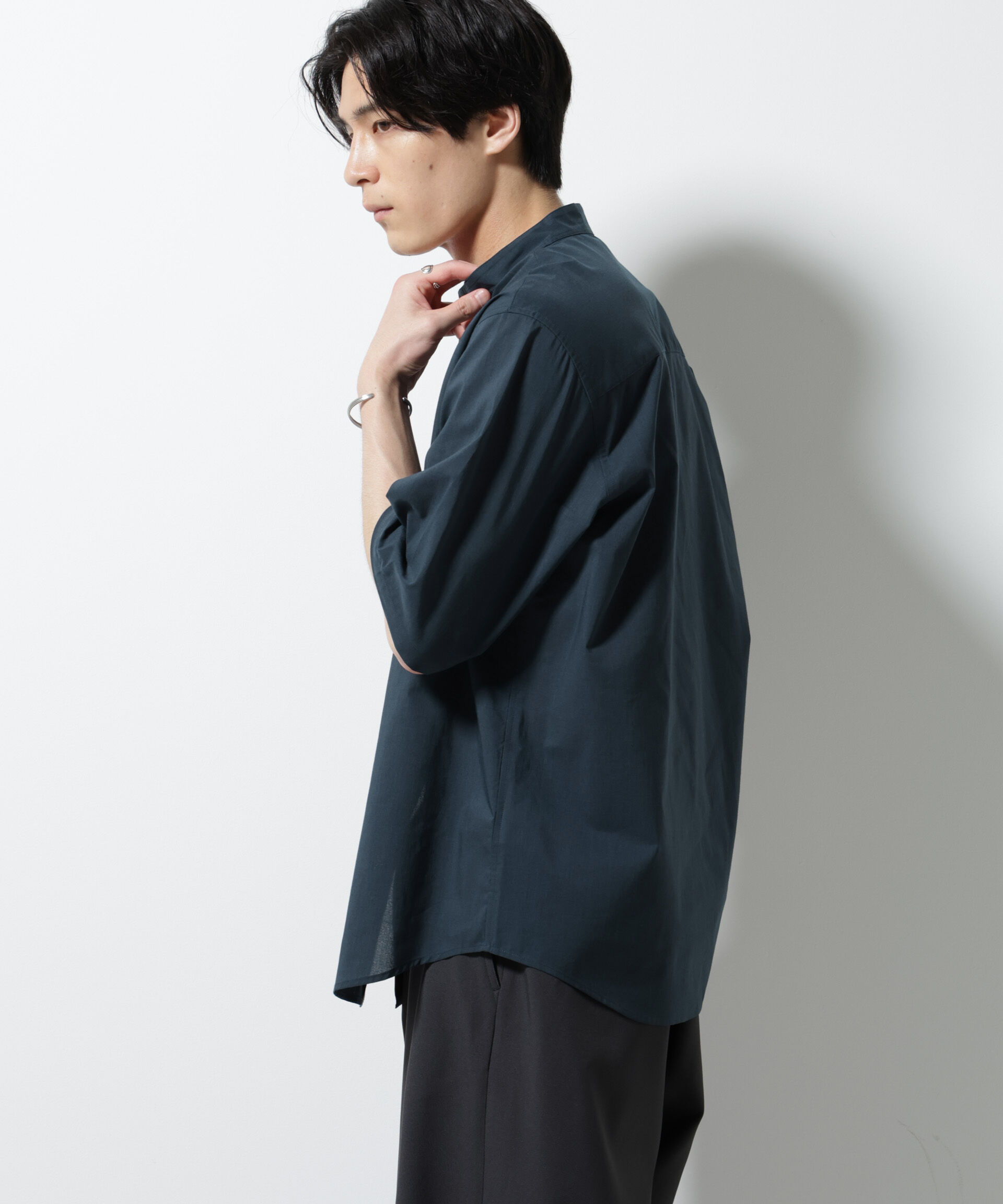 nano･universe「TEXBRID(R)バンドカラーシャツ 半袖」|シャツ・ブラウス|