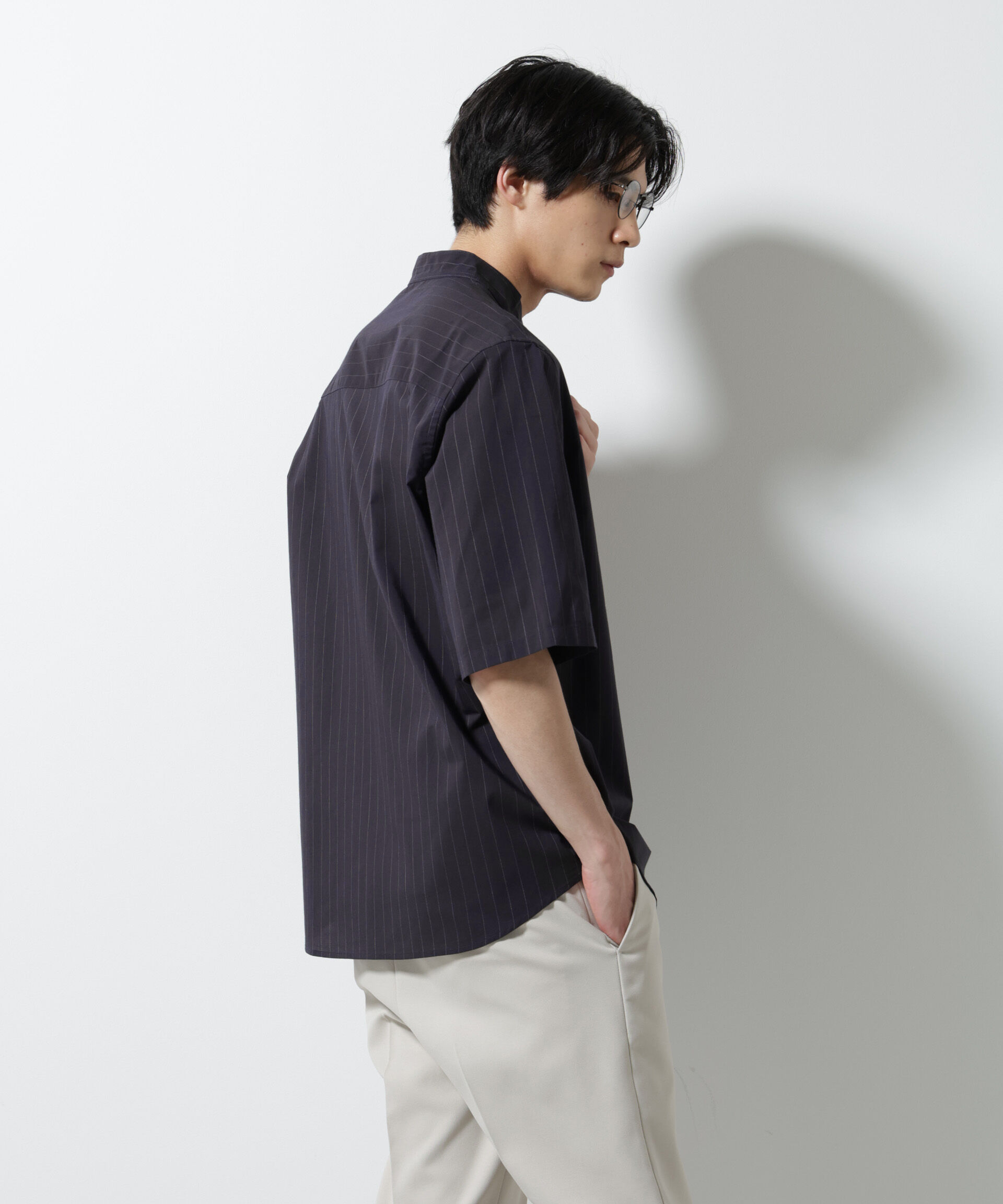 nano･universe「TEXBRID(R)バンドカラーシャツ 半袖」|シャツ・ブラウス|