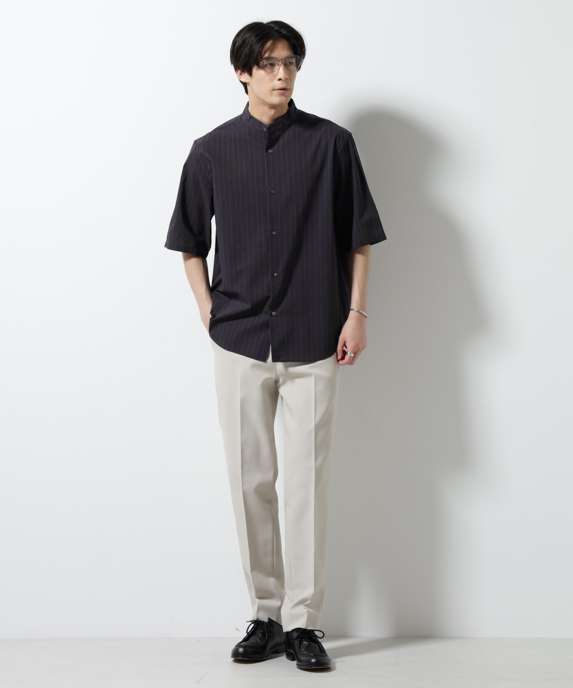 nano･universe「TEXBRID(R)バンドカラーシャツ 半袖」|シャツ・ブラウス|