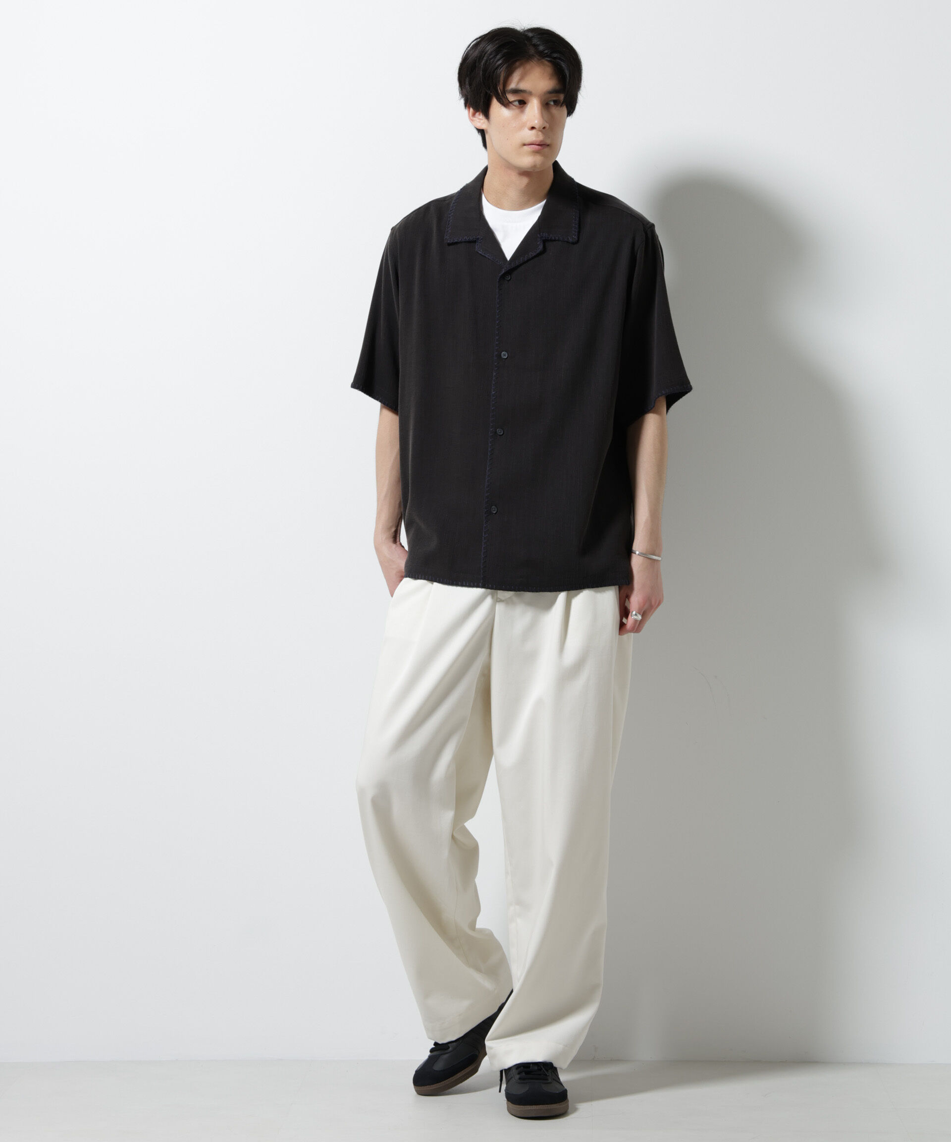 nano･universe「ハンドステッチリラックスシャツ 半袖」|シャツ・ブラウス|