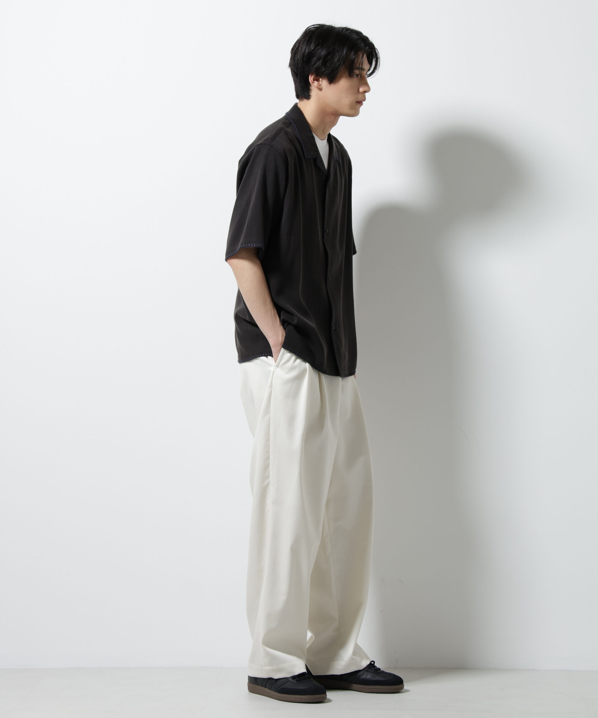 nano･universe「ハンドステッチリラックスシャツ 半袖」|シャツ・ブラウス|