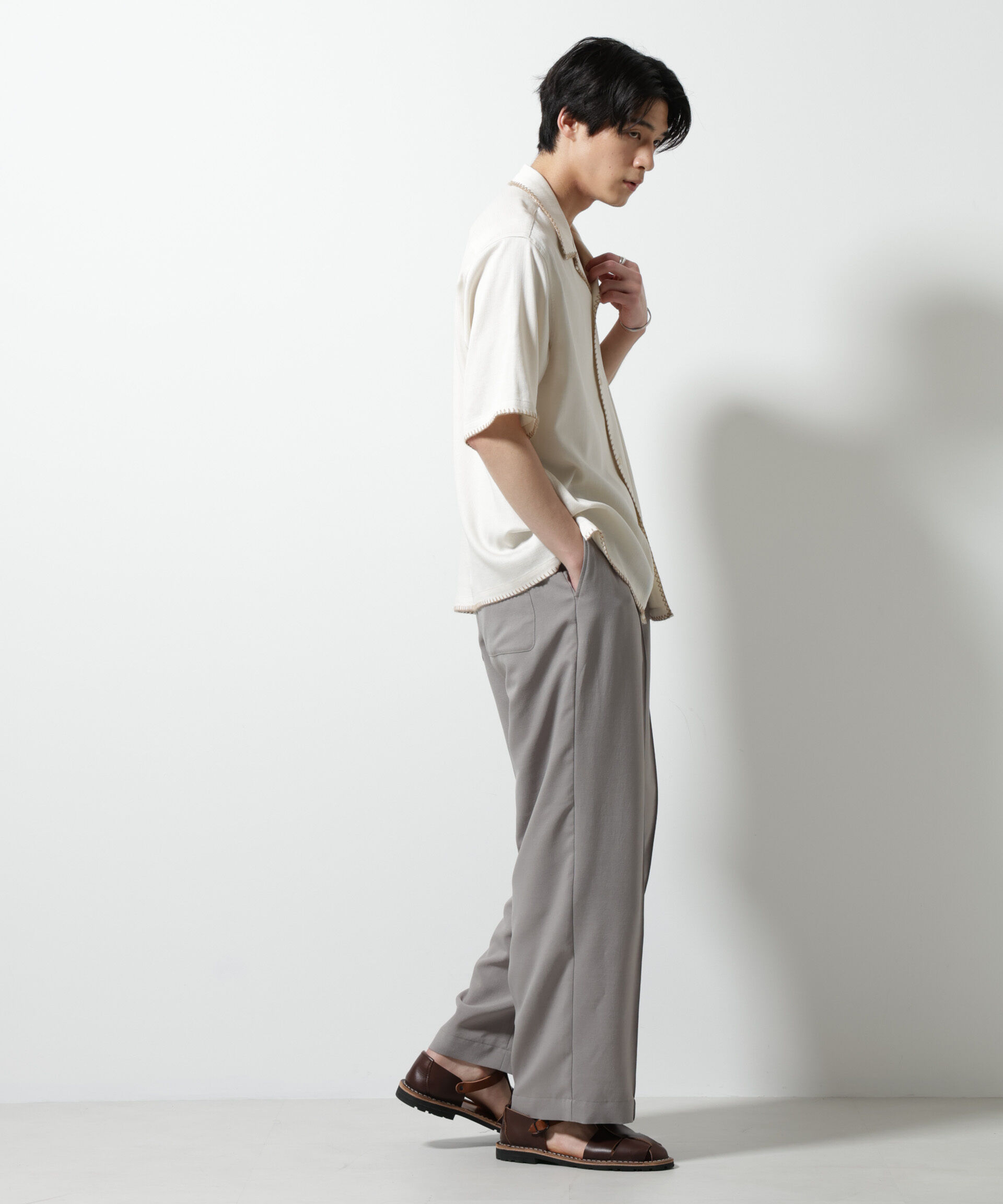 nano･universe「ハンドステッチリラックスシャツ 半袖」|シャツ・ブラウス|