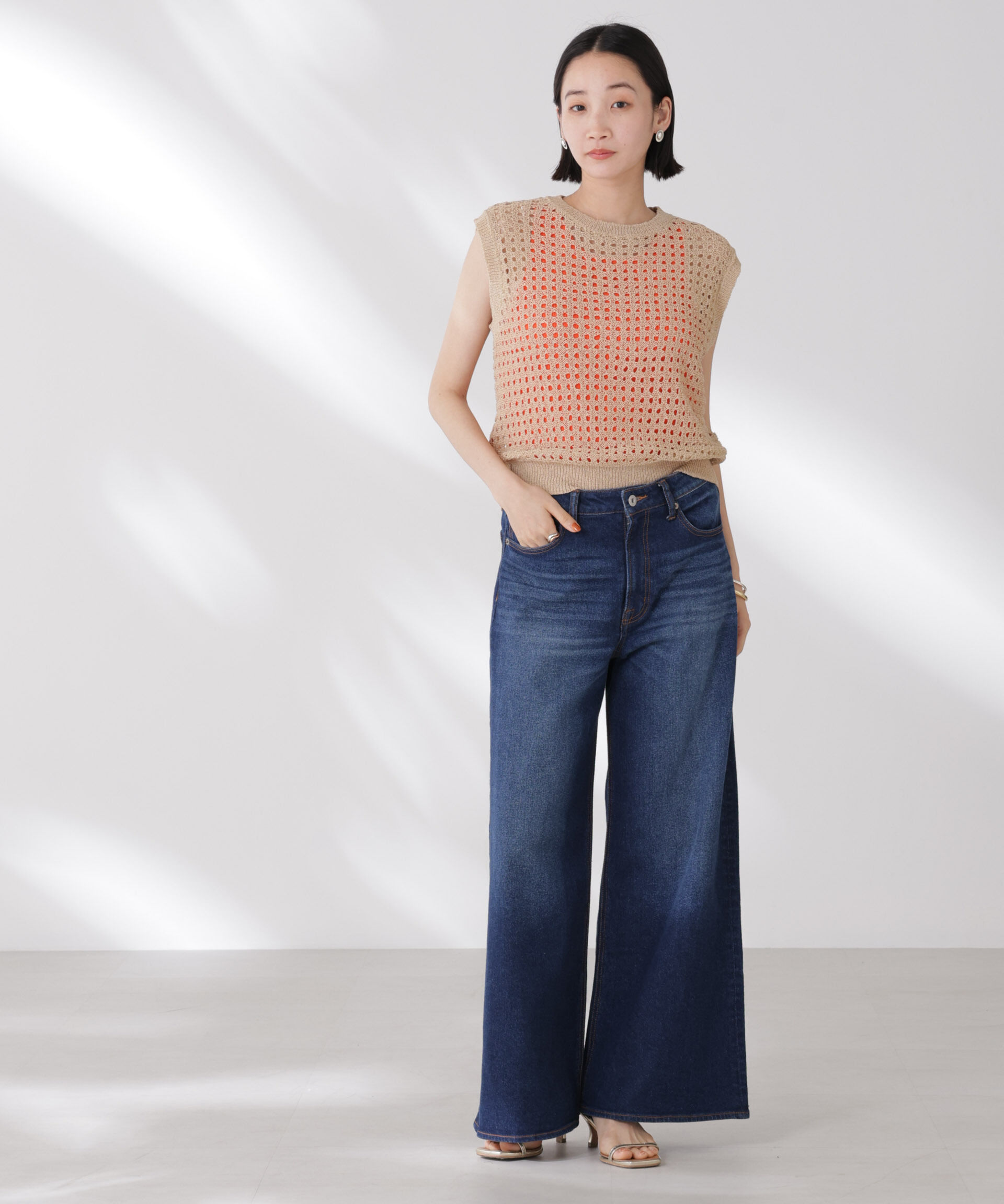 nano･universe「テープヤーンメッシュニットベスト」|ニット・セーター|