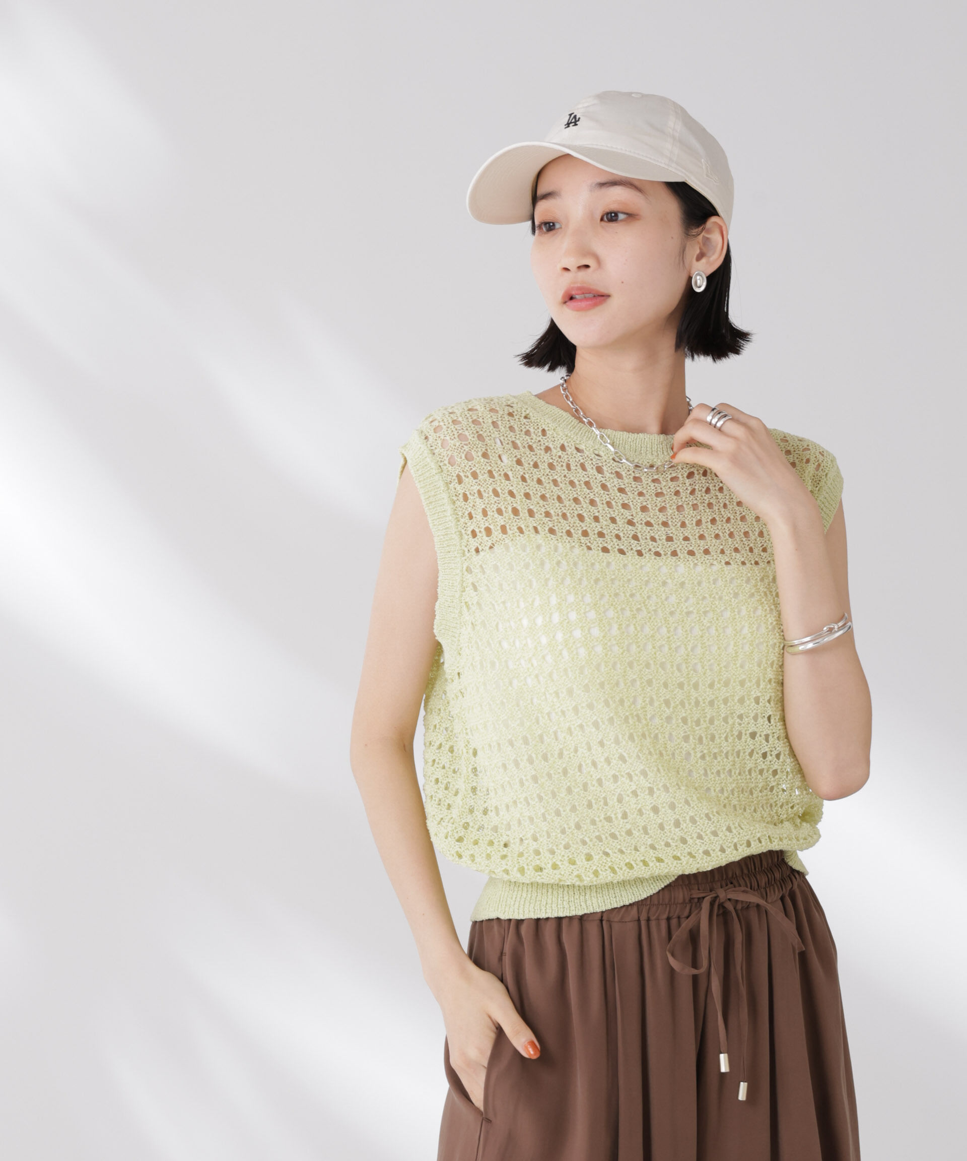 nano･universe「テープヤーンメッシュニットベスト」|ニット・セーター|