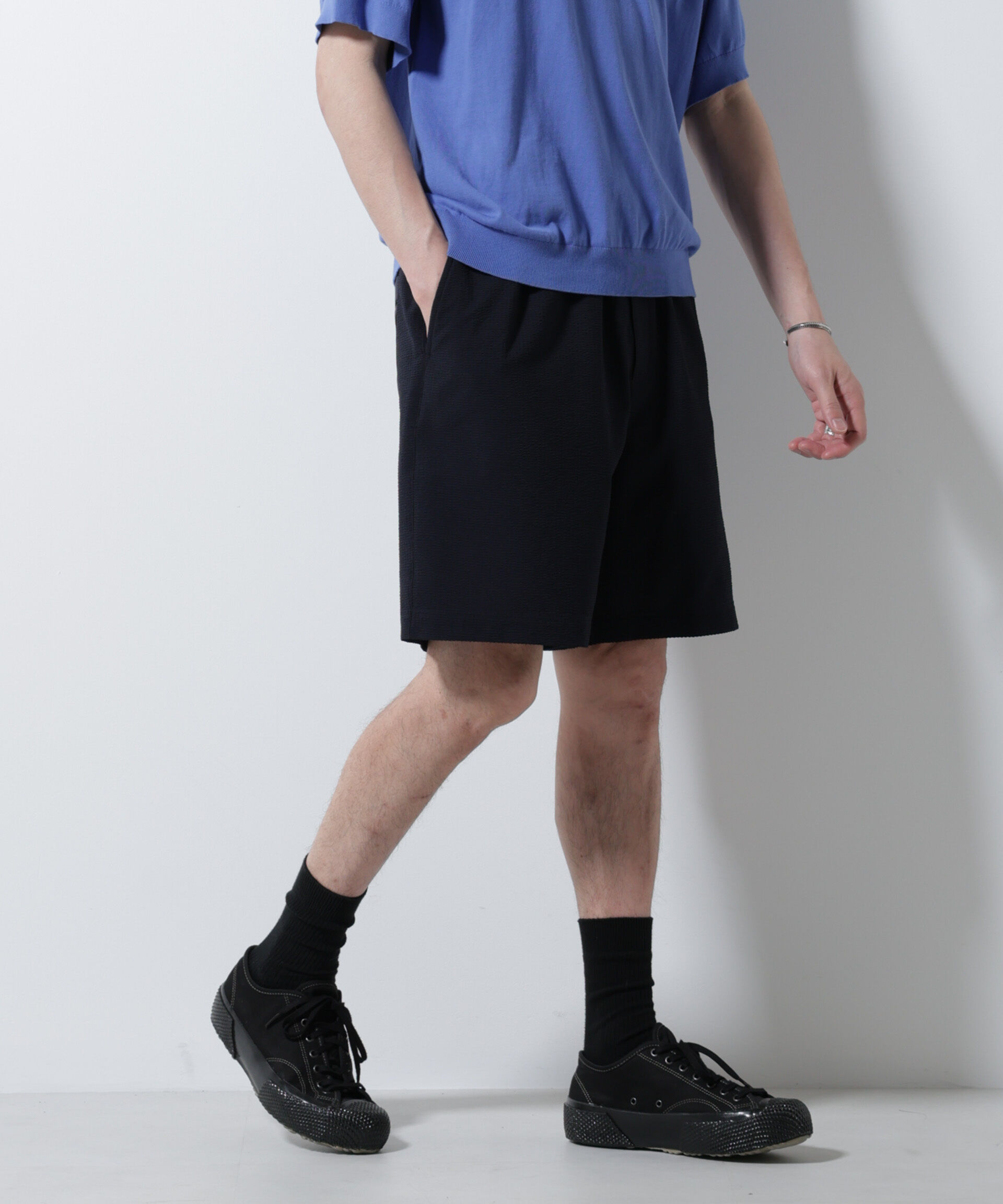 nano･universe「DotAir(R)サッカーストレッチイージーショートパンツ/吸水速乾」|チノ|D.ネイビー1