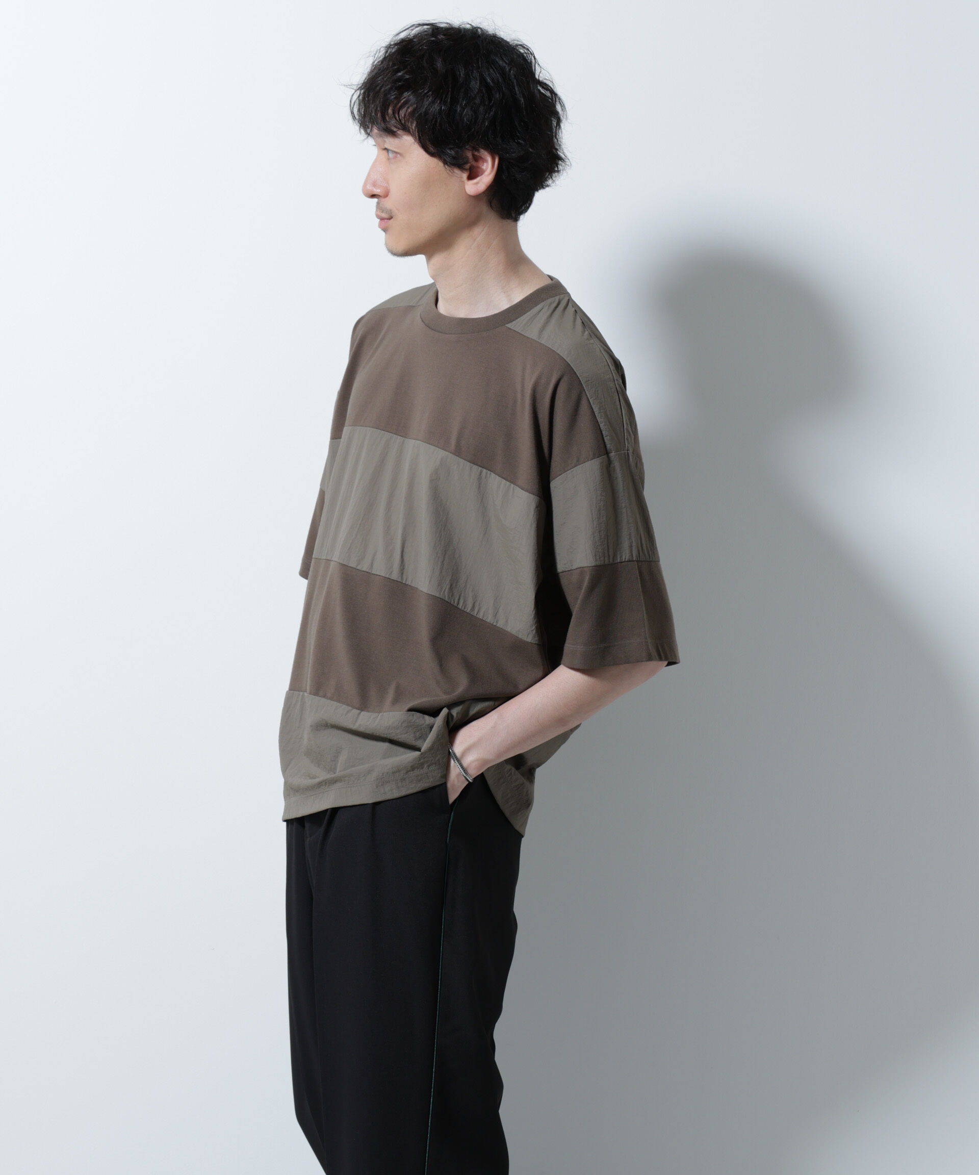 nano･universe「リラックス異素材ボーダーTシャツ 半袖」|Tシャツ・カットソー|