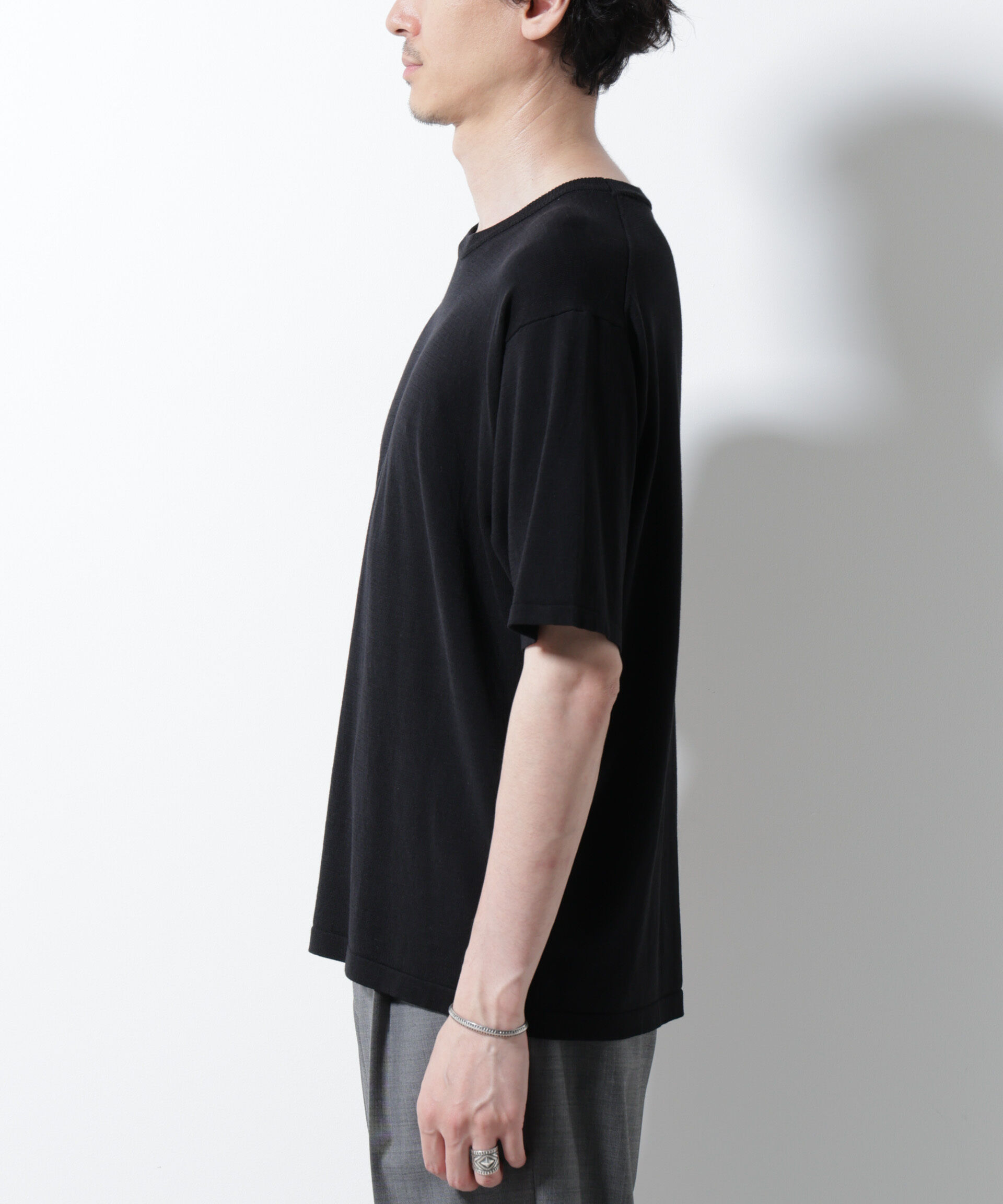 nano･universe「シルキータッチニットTシャツ 半袖」|ニット・セーター|