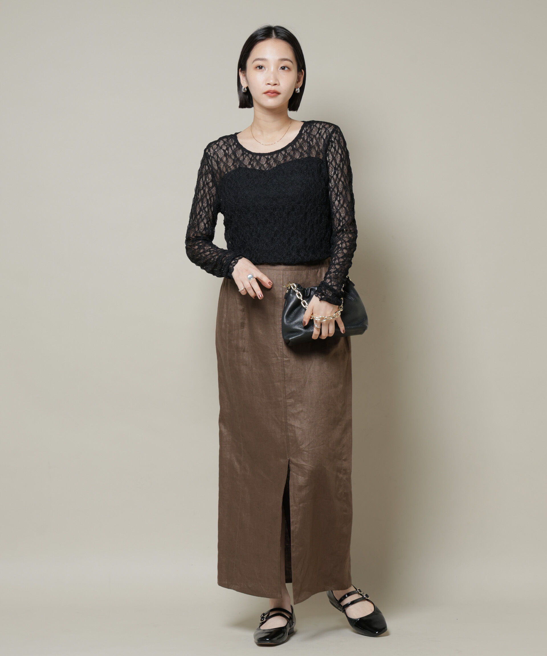 nano･universe「シアーレースロングスリーブトップス(セットアップ可)」|Tシャツ・カットソー|