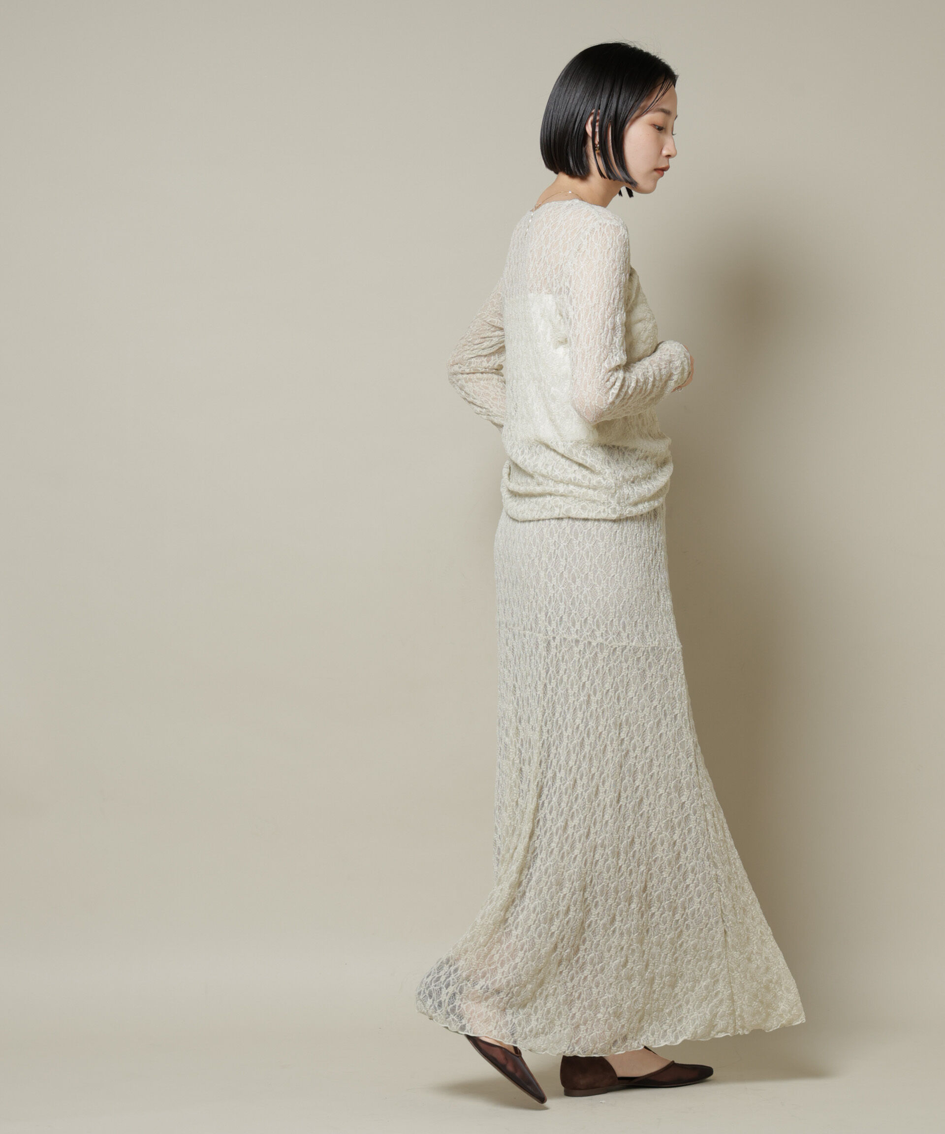 nano･universe「シアーレースロングスリーブトップス(セットアップ可)」|Tシャツ・カットソー|