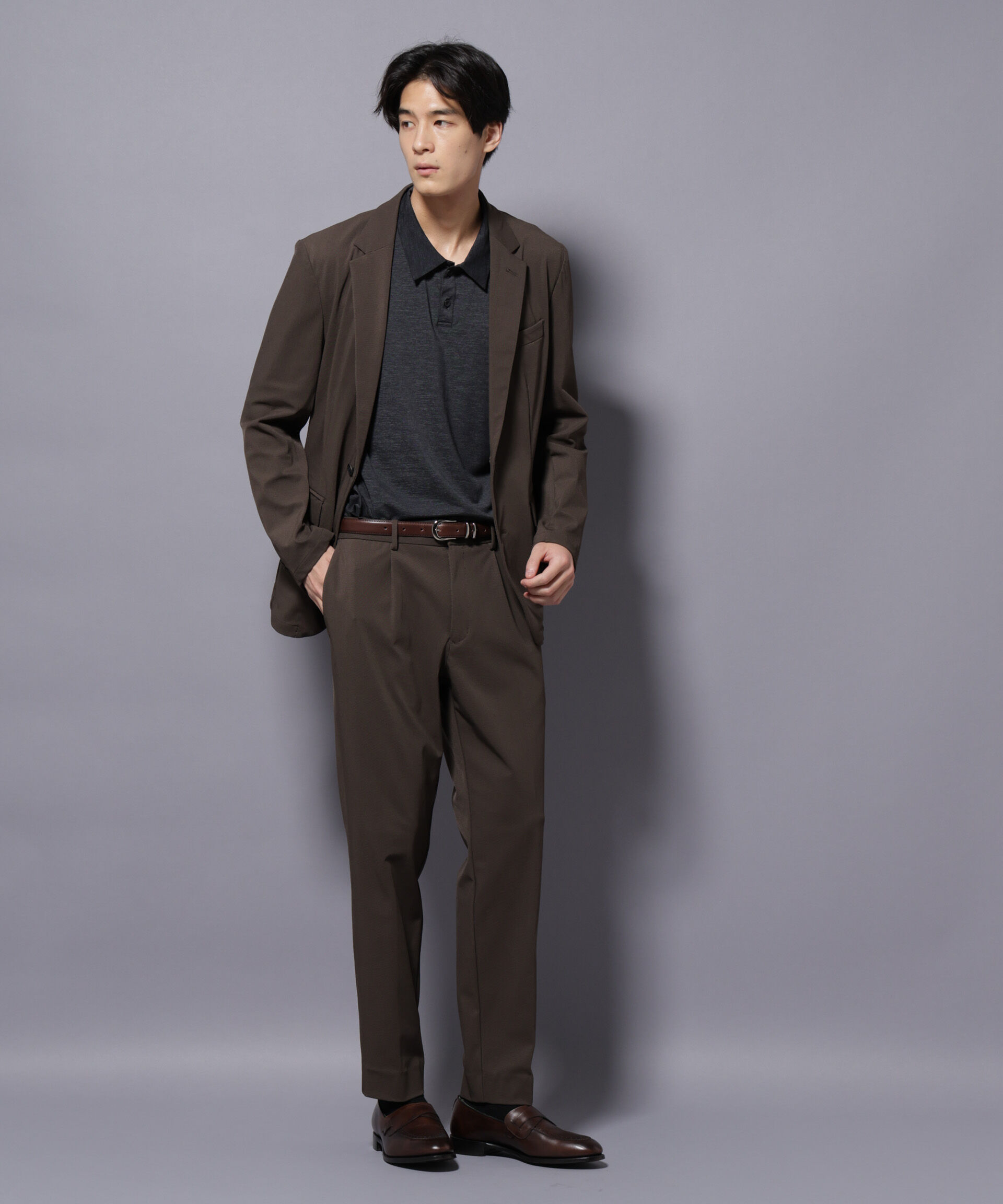 nano･universe「｢Damerino｣ ナイロンストレッチトリコットセットアップ」|スーツ|ブラウン