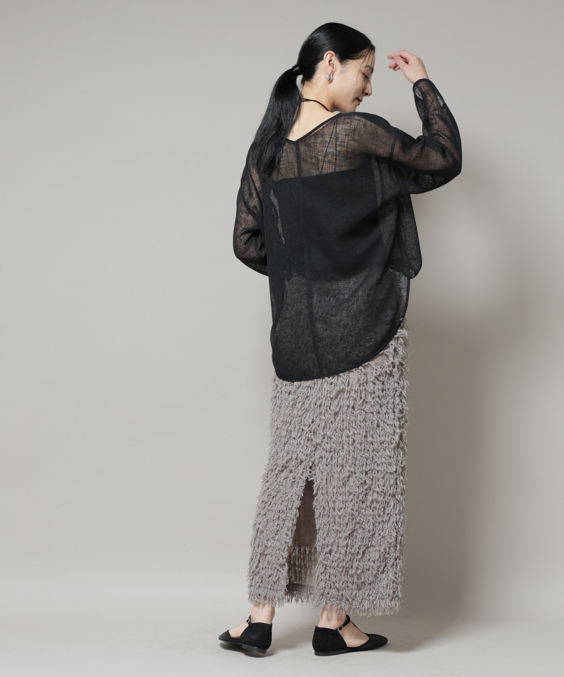 nano･universe「オーバーサイズメッシュブラウス」|シャツ・ブラウス|