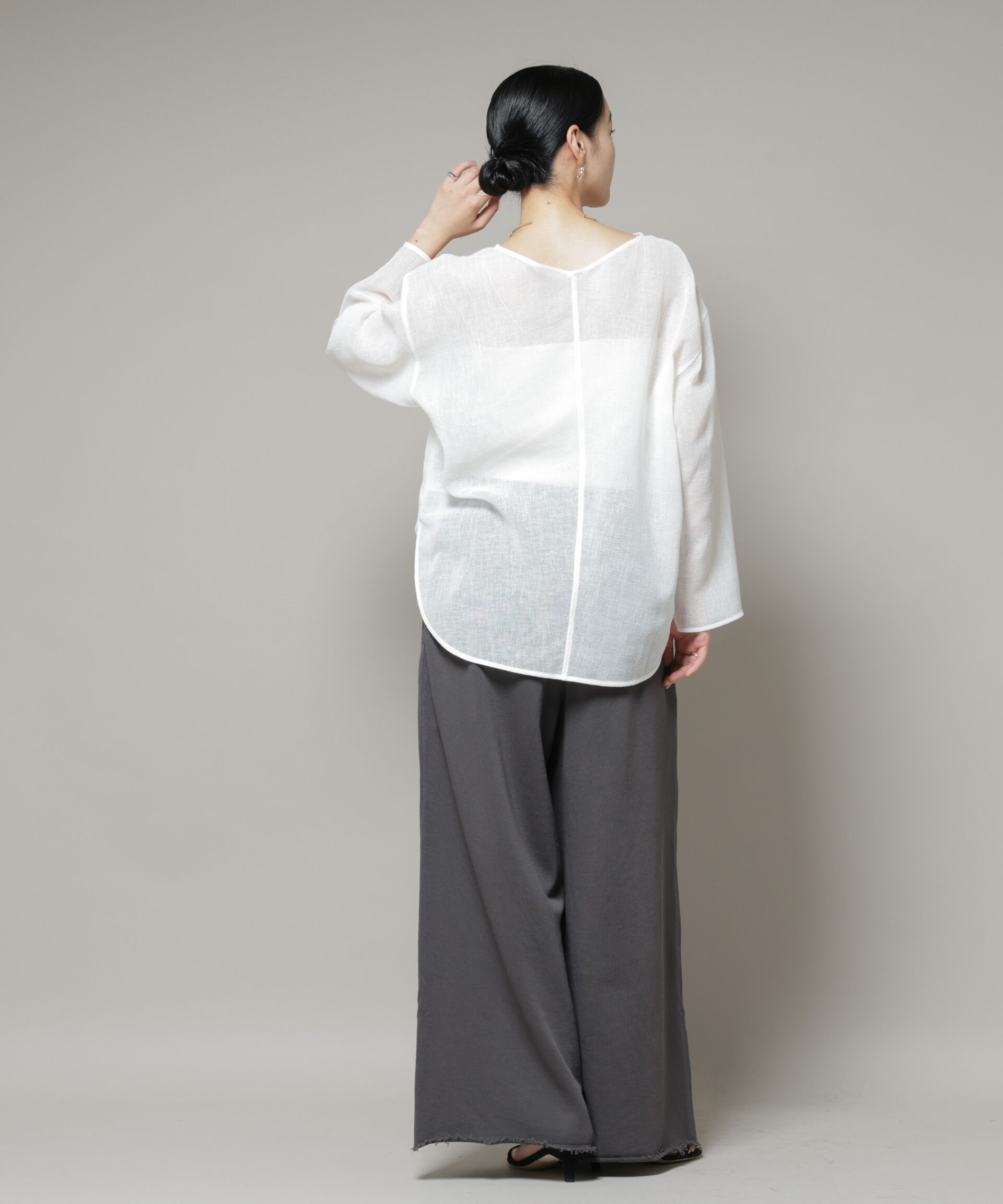 nano･universe「オーバーサイズメッシュブラウス」|シャツ・ブラウス|