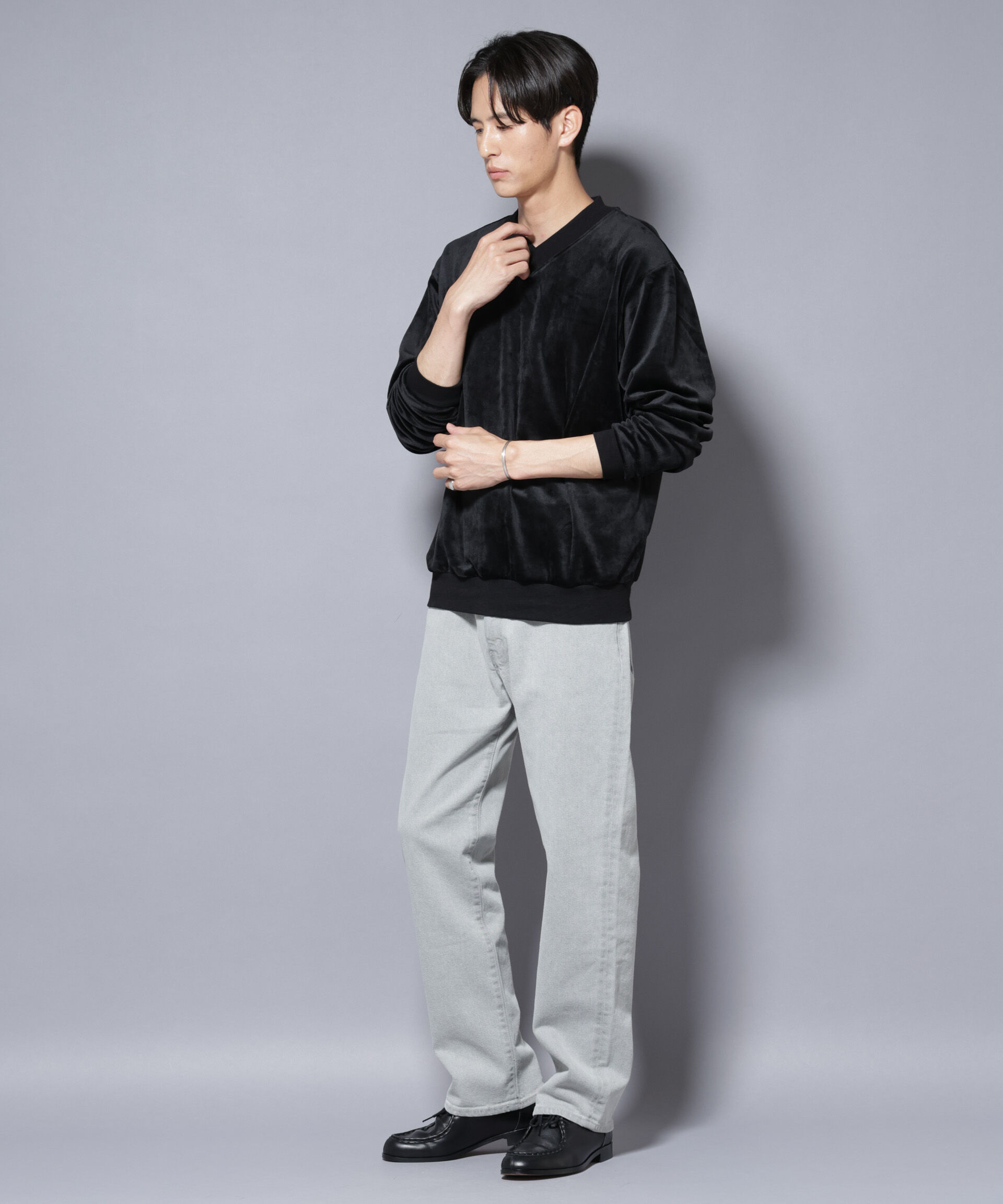 nano･universe「ベロアプルオーバー Vネックスウェット」|Tシャツ・カットソー|