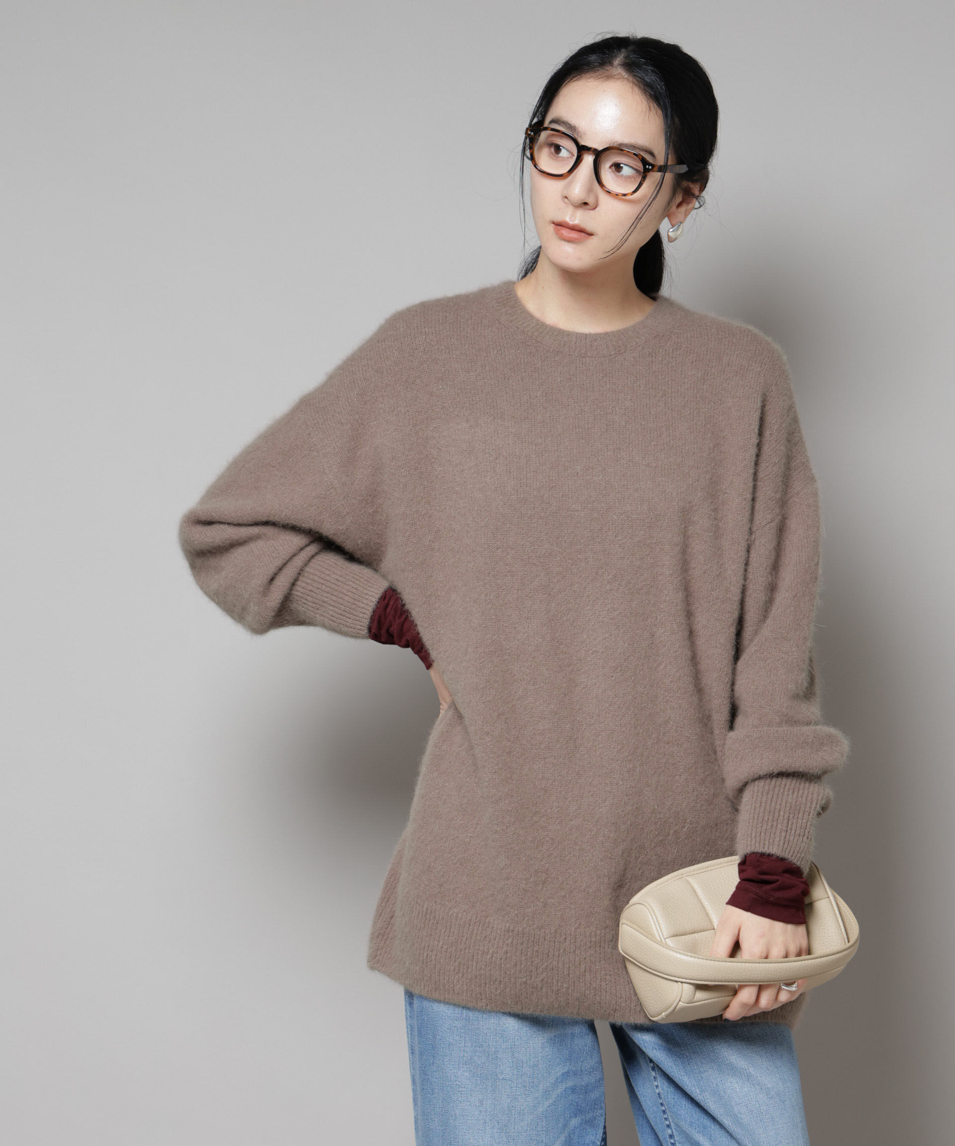 nano･universe「ウォッシャブルフォックスクルーワイドニットプルオーバー」|ニット・セーター|