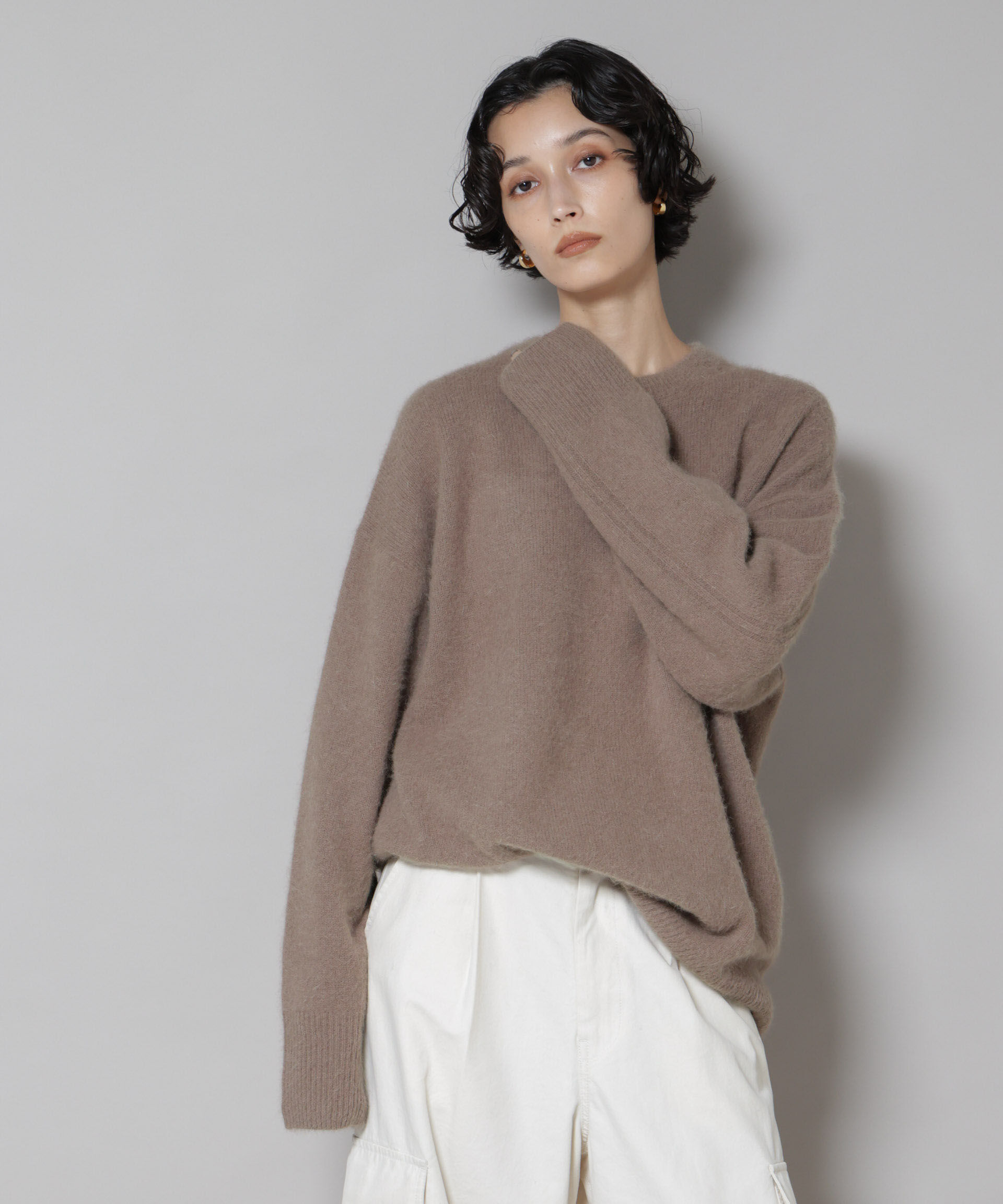 nano･universe「ウォッシャブルフォックスクルーワイドニットプルオーバー」|ニット・セーター|