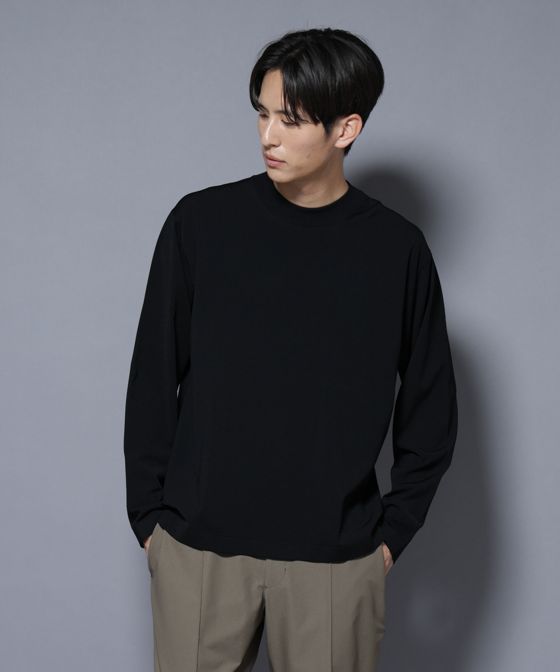 nano･universe「「ELITE 7 FUNCTION」クルーネックニット」|ニット・セーター|ブラック