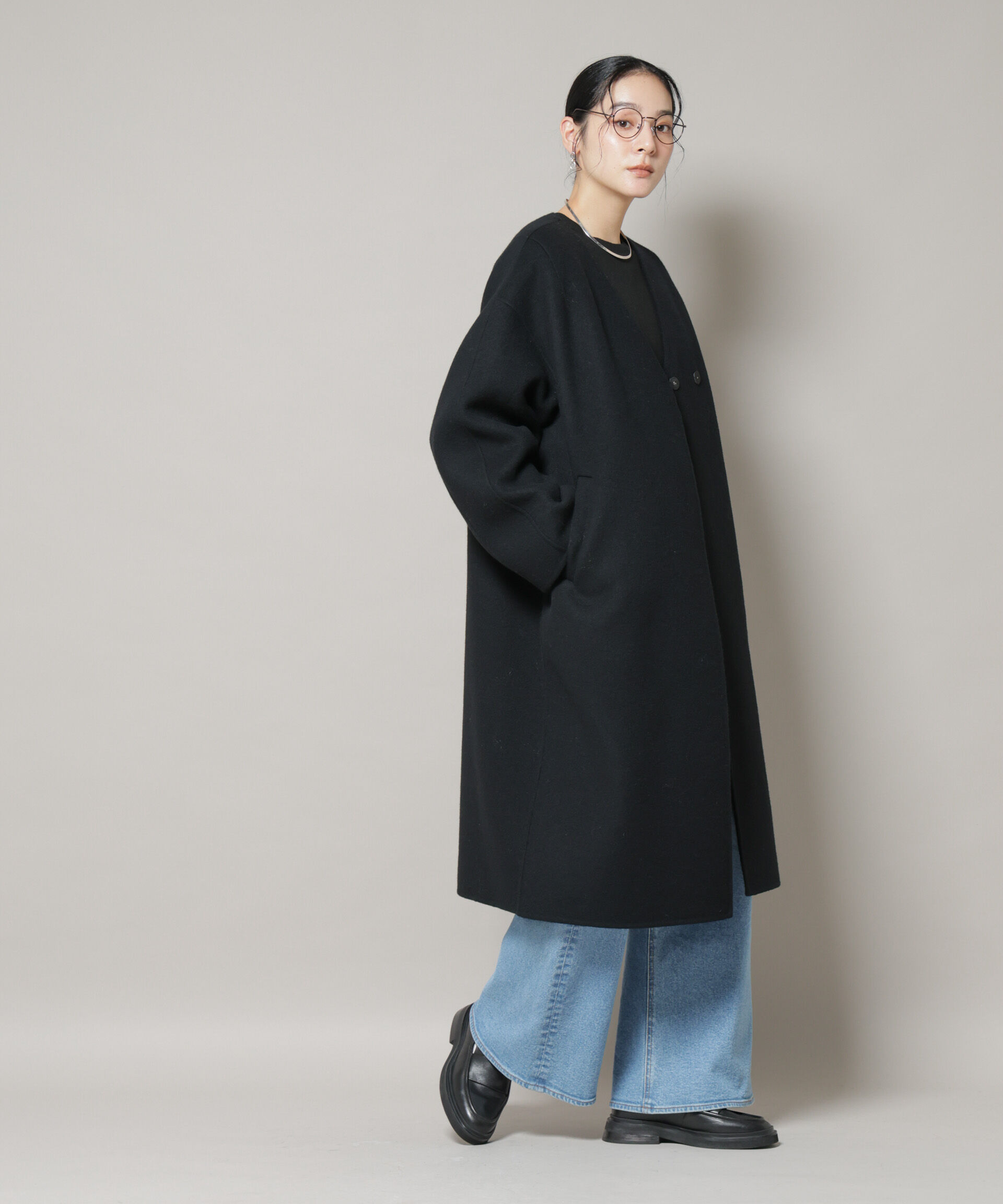 nano･universe「SUPER110blend リバーノーカラーロングコート」|その他|